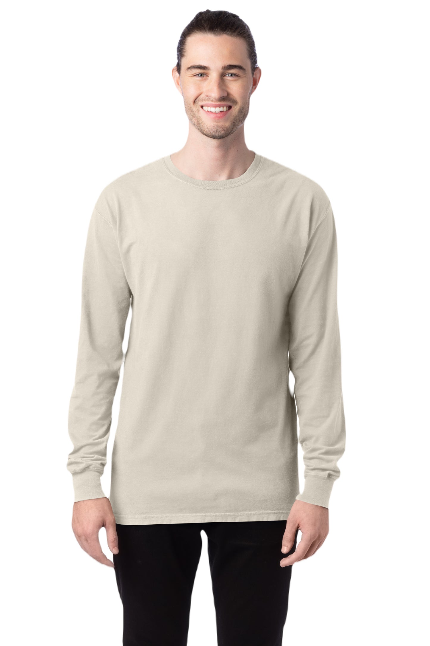 Unisex 100% Ringspun Cotton Garment-Dyed Long-Sleeve T-Shirt - Parchment
