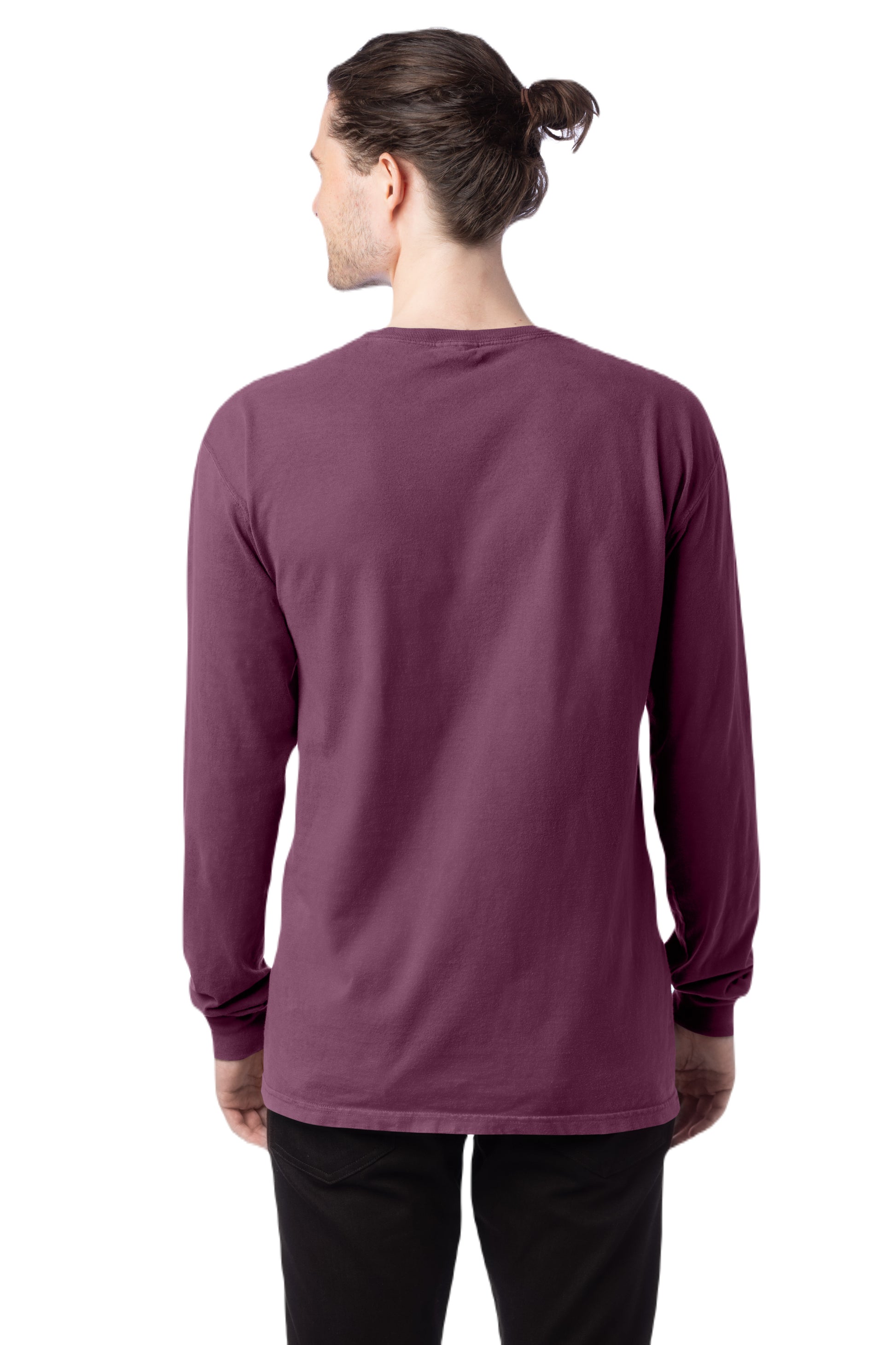 Unisex 100% Ringspun Cotton Garment-Dyed Long-Sleeve T-Shirt - Purple Plum Raisin