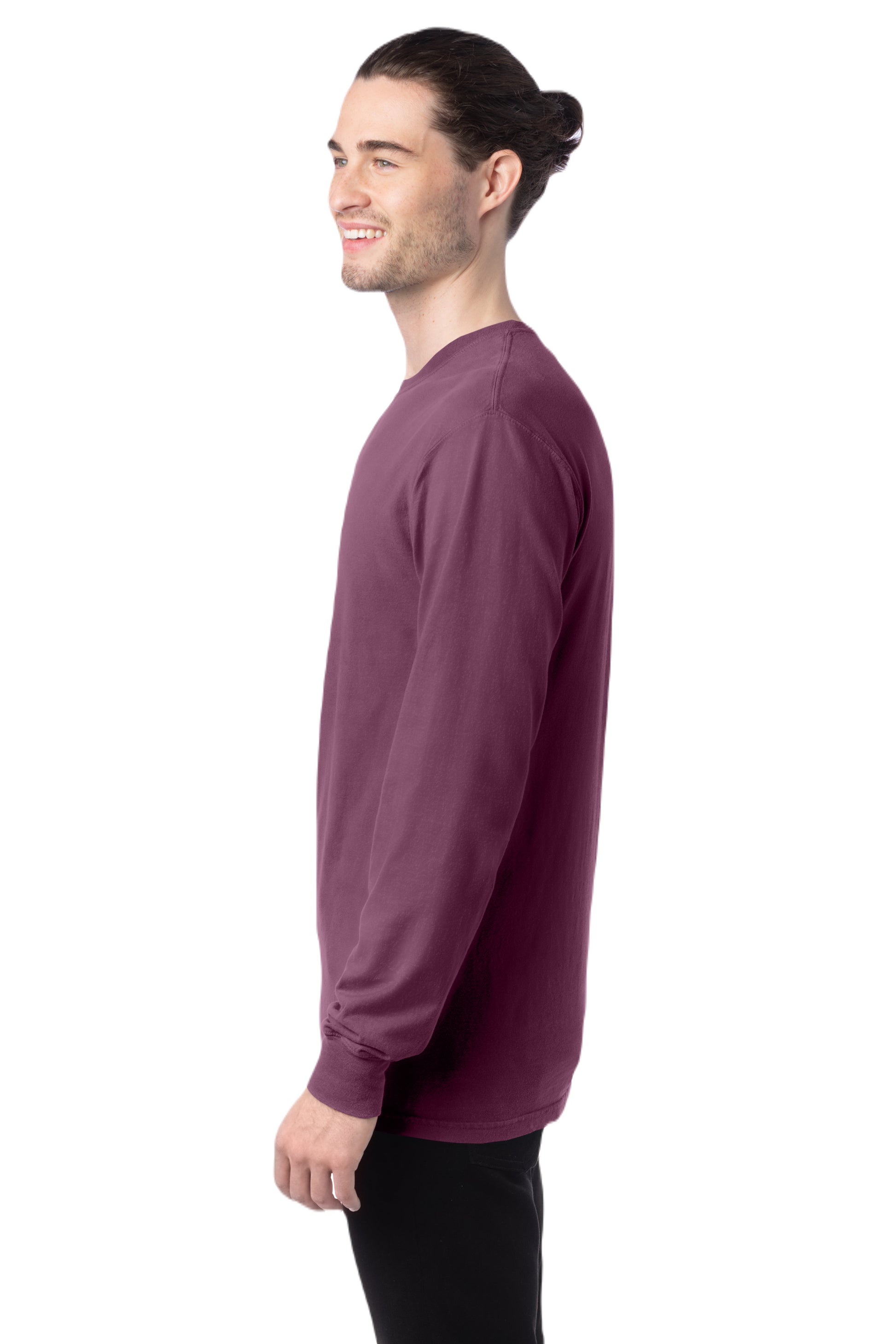 Unisex 100% Ringspun Cotton Garment-Dyed Long-Sleeve T-Shirt - Purple Plum Raisin