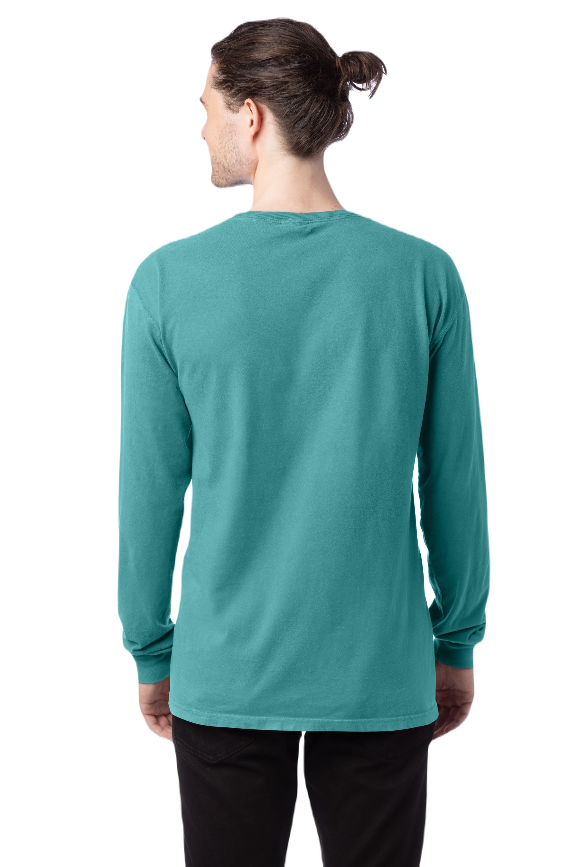 Unisex 100% Ringspun Cotton Garment-Dyed Long-Sleeve T-Shirt - Spanish Moss