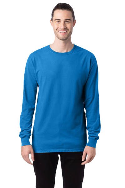 Unisex 100% Ringspun Cotton Garment-Dyed Long-Sleeve T-Shirt - Summer Sky Blue