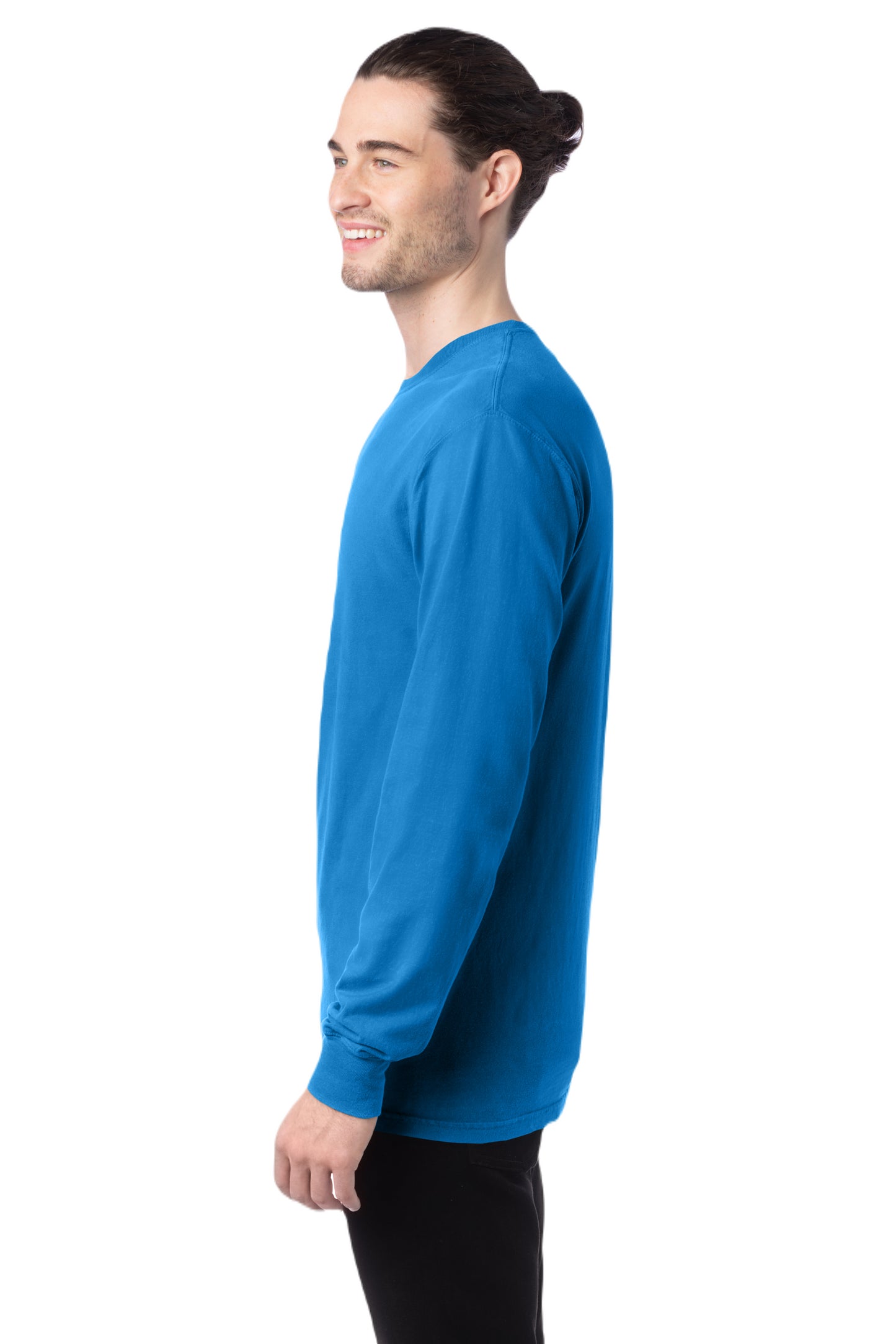 Unisex 100% Ringspun Cotton Garment-Dyed Long-Sleeve T-Shirt - Summer Sky Blue