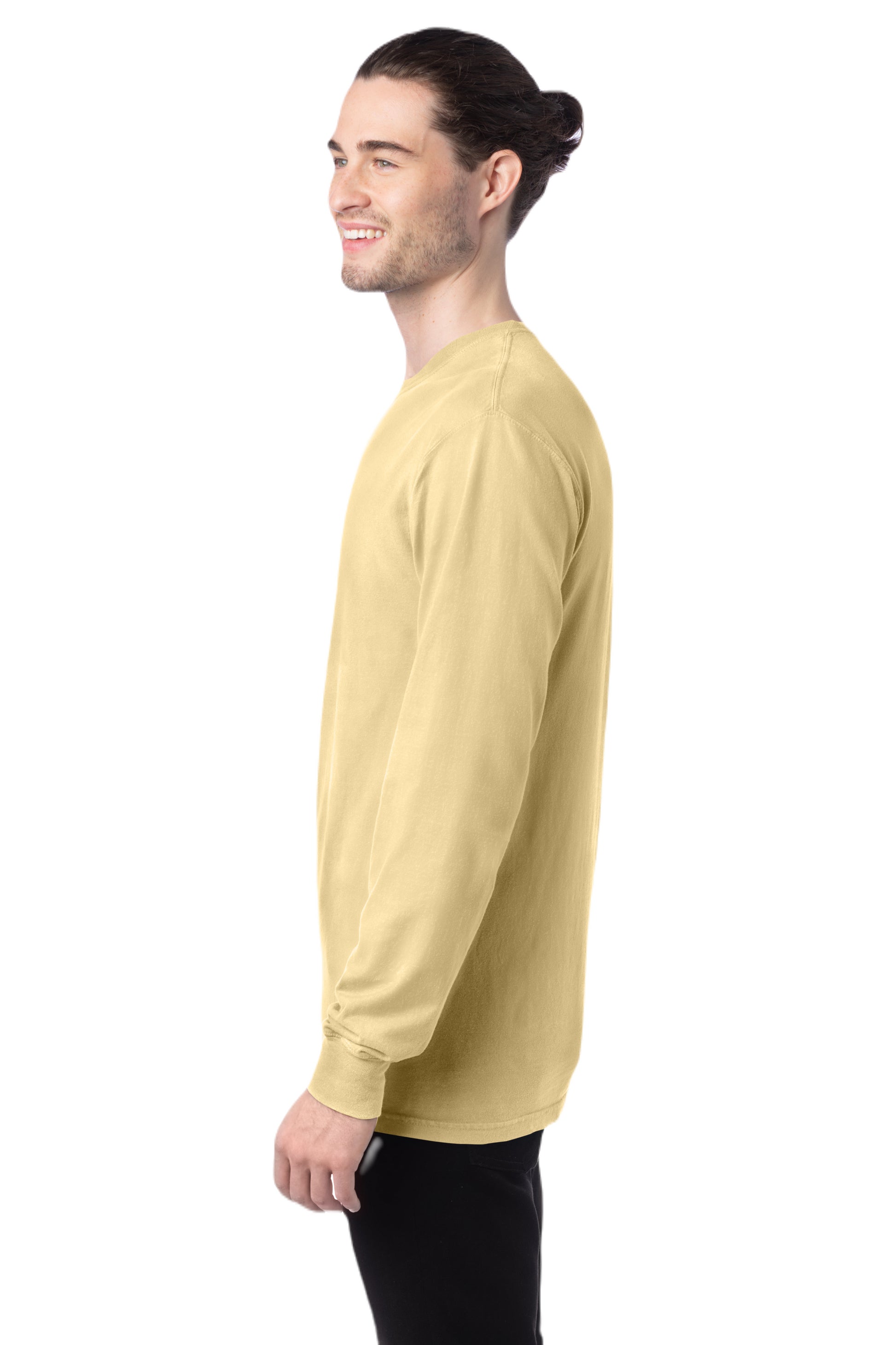 Unisex 100% Ringspun Cotton Garment-Dyed Long-Sleeve T-Shirt - Summer Squash Yellow