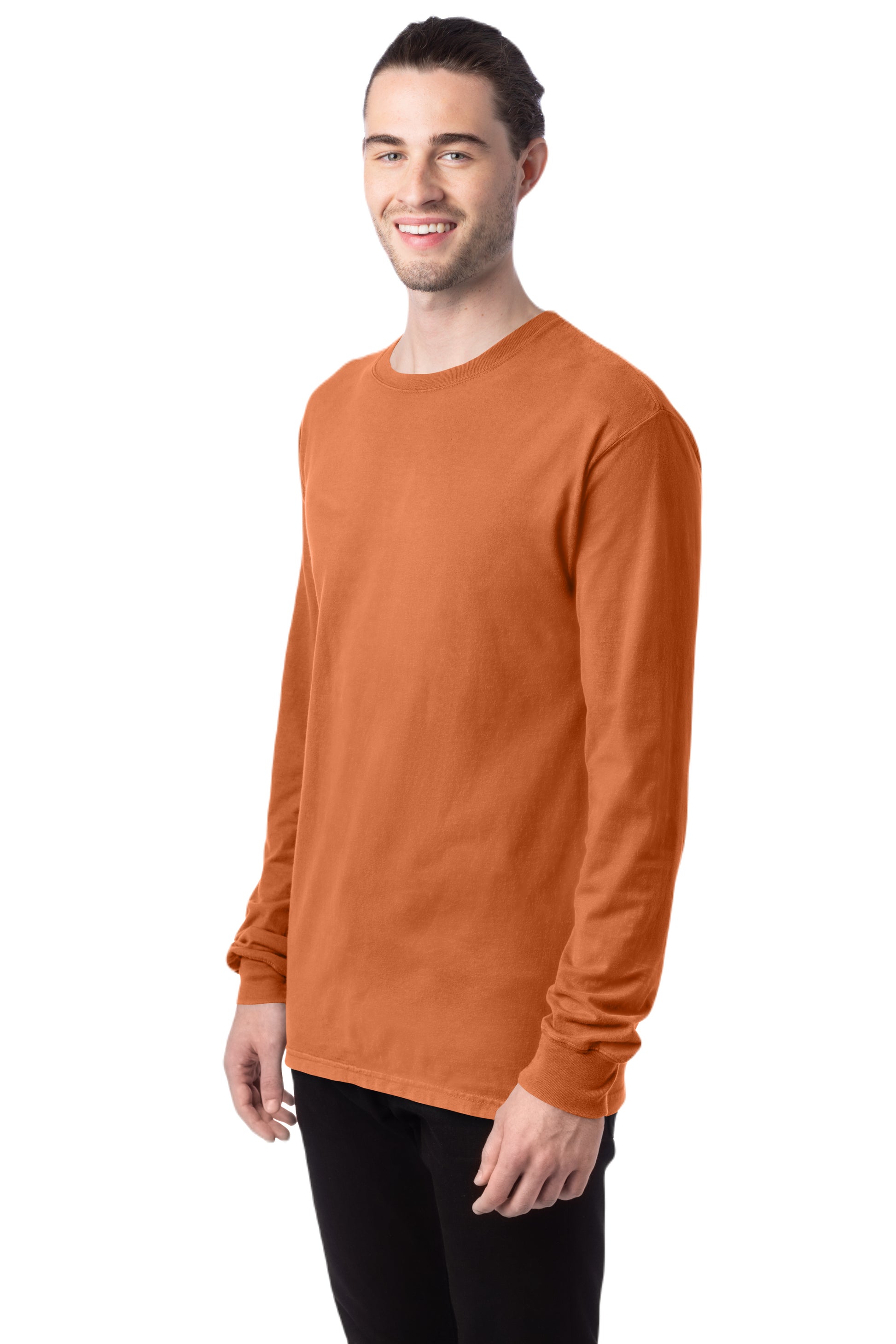 Unisex 100% Ringspun Cotton Garment-Dyed Long-Sleeve T-Shirt - Texas Orange