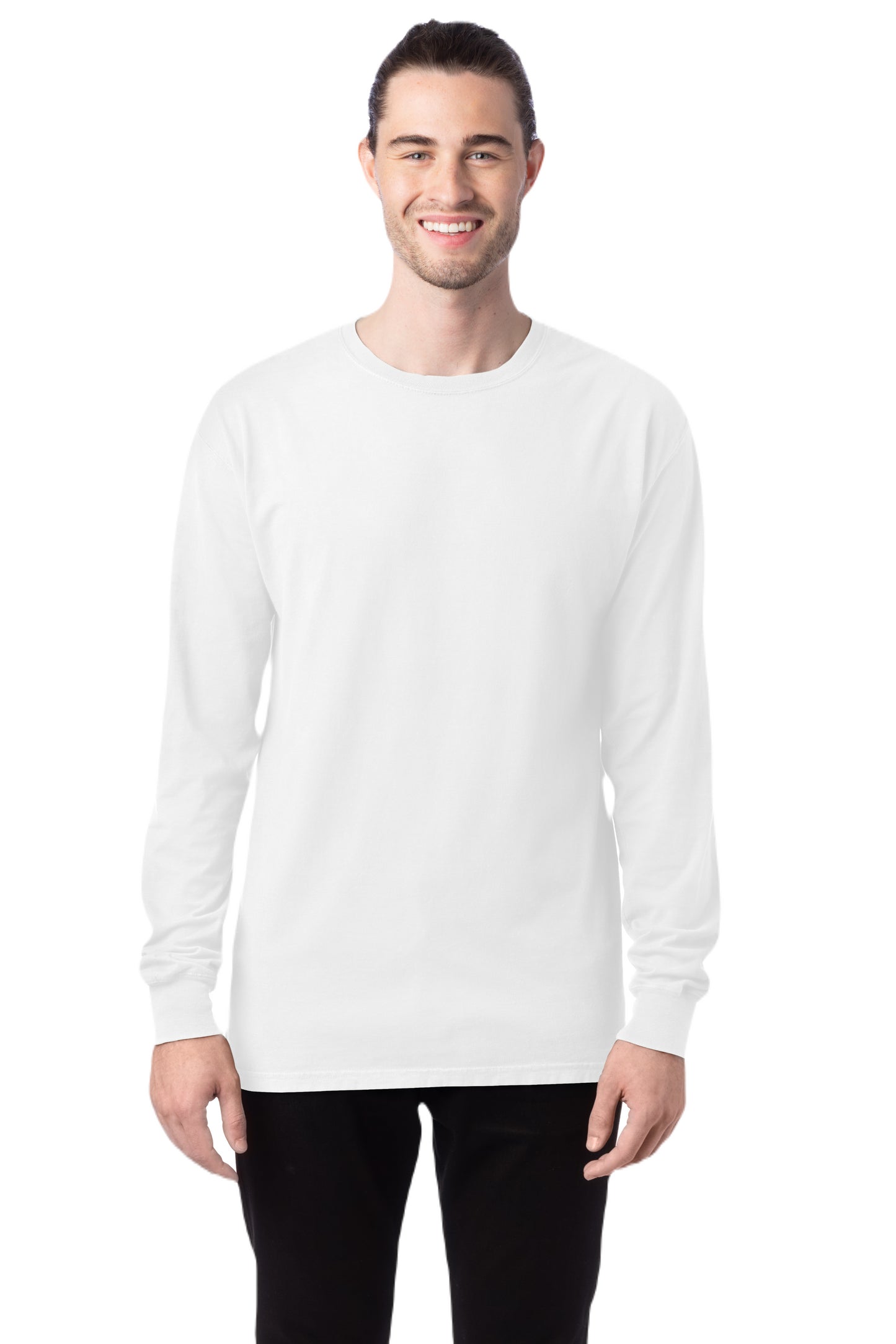 Unisex 100% Ringspun Cotton Garment-Dyed Long-Sleeve T-Shirt - White