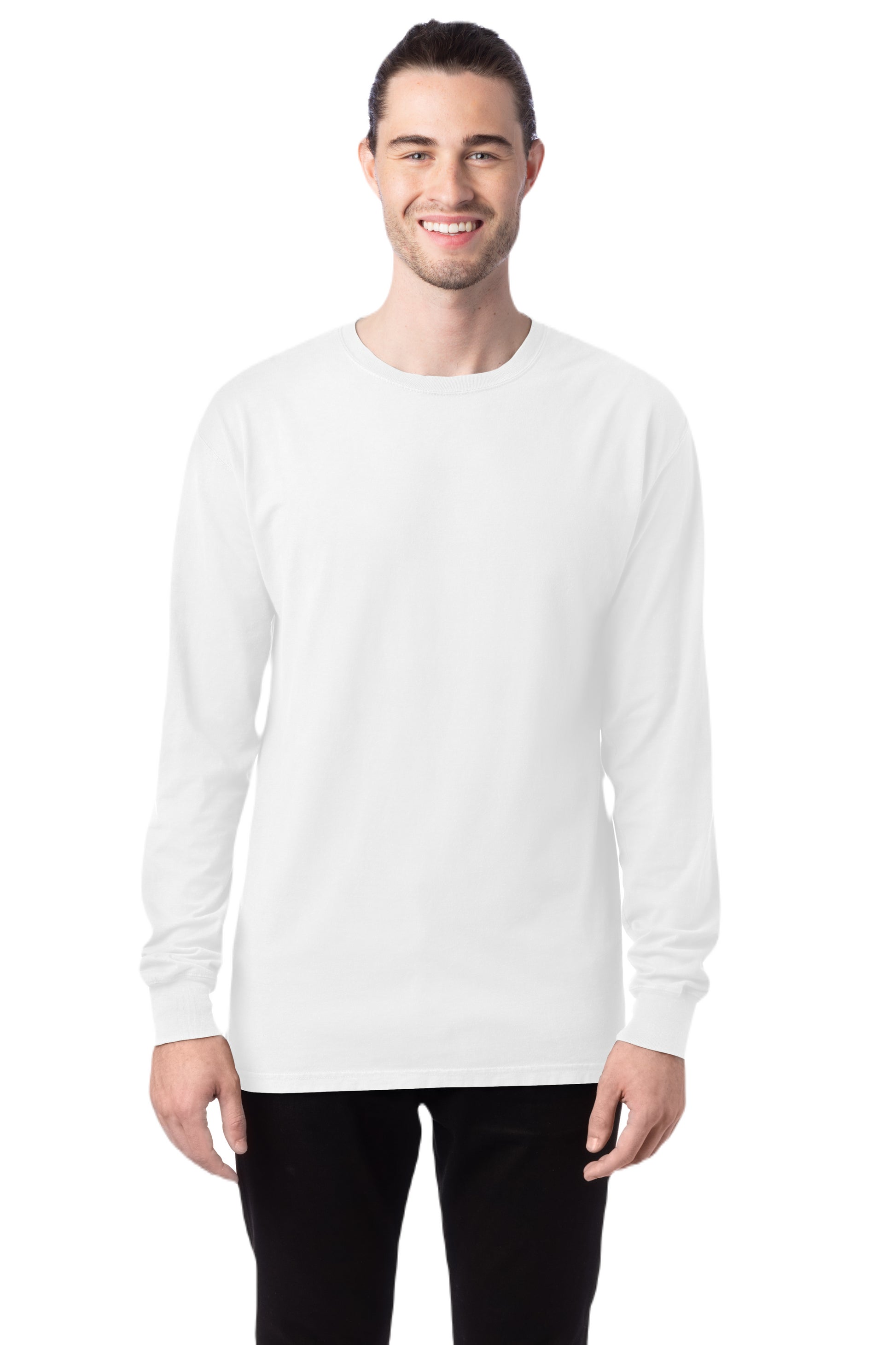 Unisex 100% Ringspun Cotton Garment-Dyed Long-Sleeve T-Shirt - White