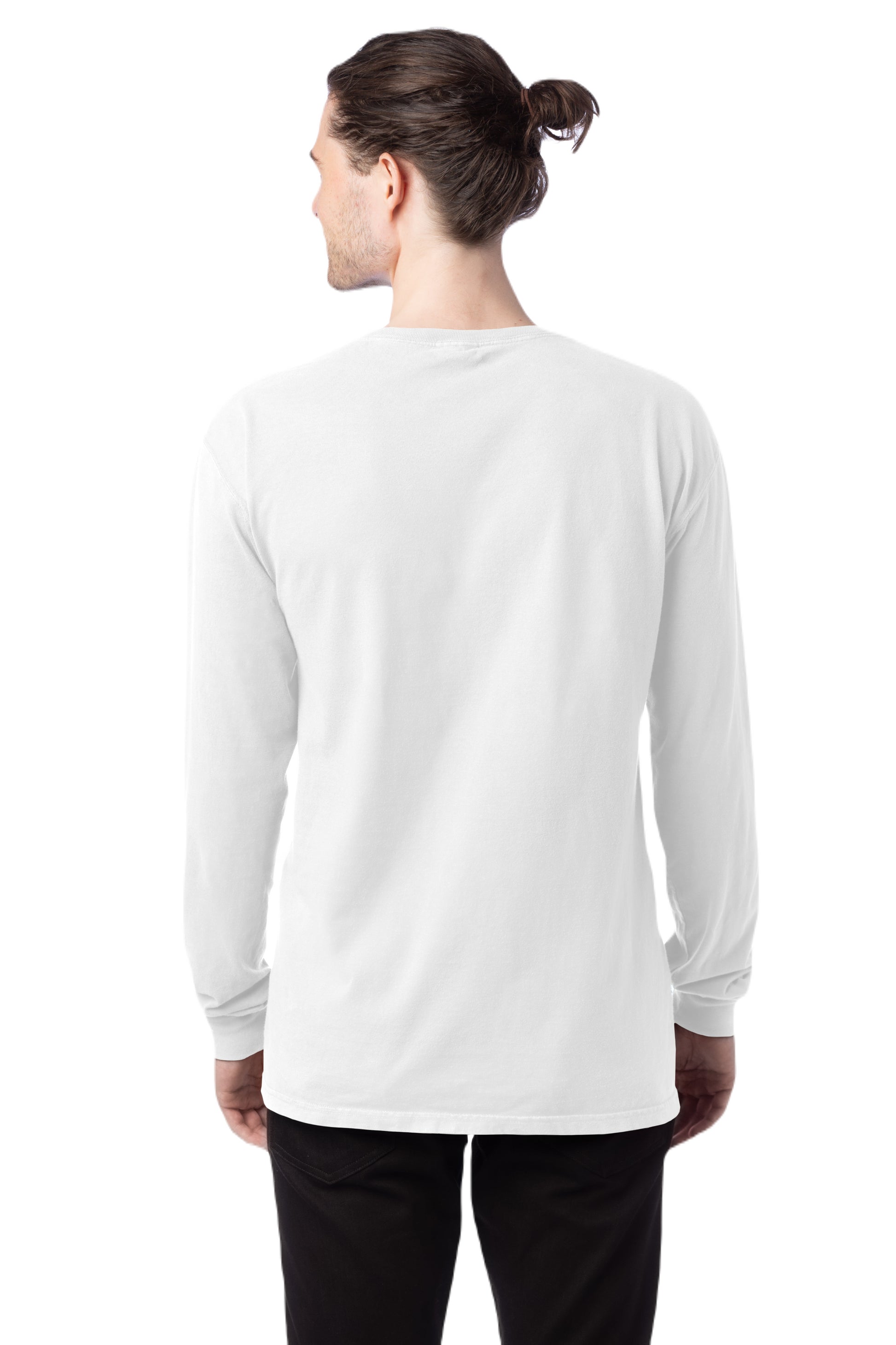 Unisex 100% Ringspun Cotton Garment-Dyed Long-Sleeve T-Shirt - White