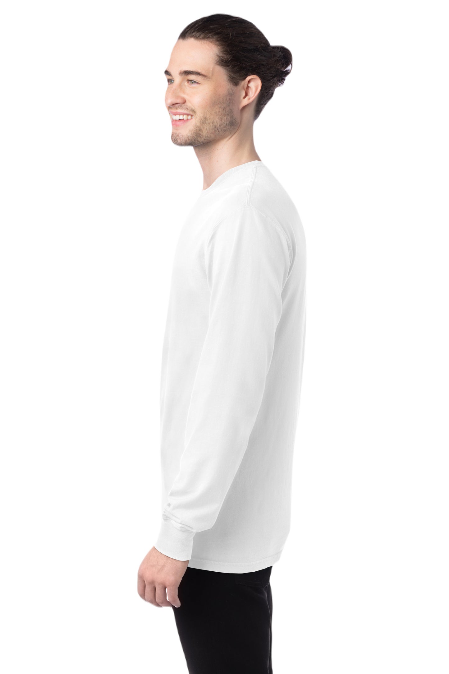 Unisex 100% Ringspun Cotton Garment-Dyed Long-Sleeve T-Shirt - White