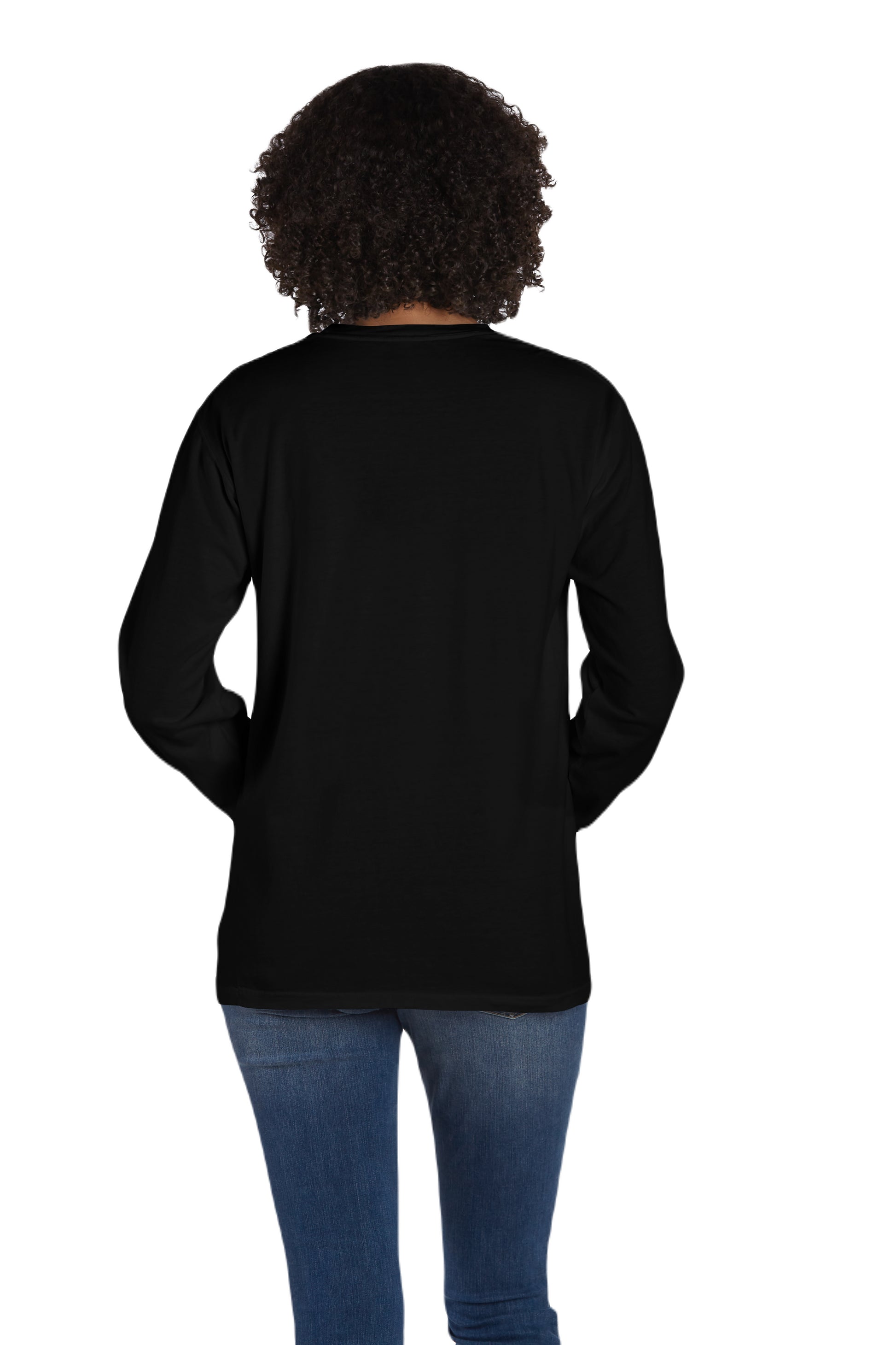 Unisex 100% Ringspun Cotton Garment-Dyed Long-Sleeve T-Shirt with Pocket - Black