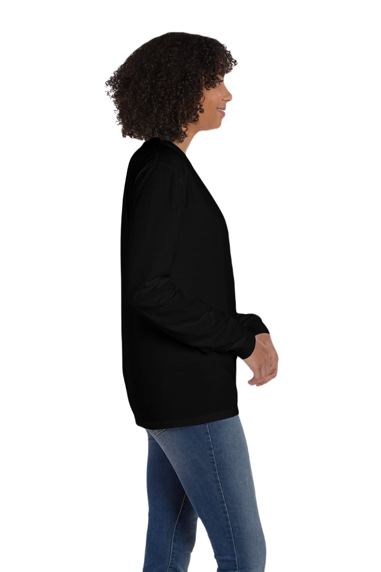 Unisex 100% Ringspun Cotton Garment-Dyed Long-Sleeve T-Shirt with Pocket - Black