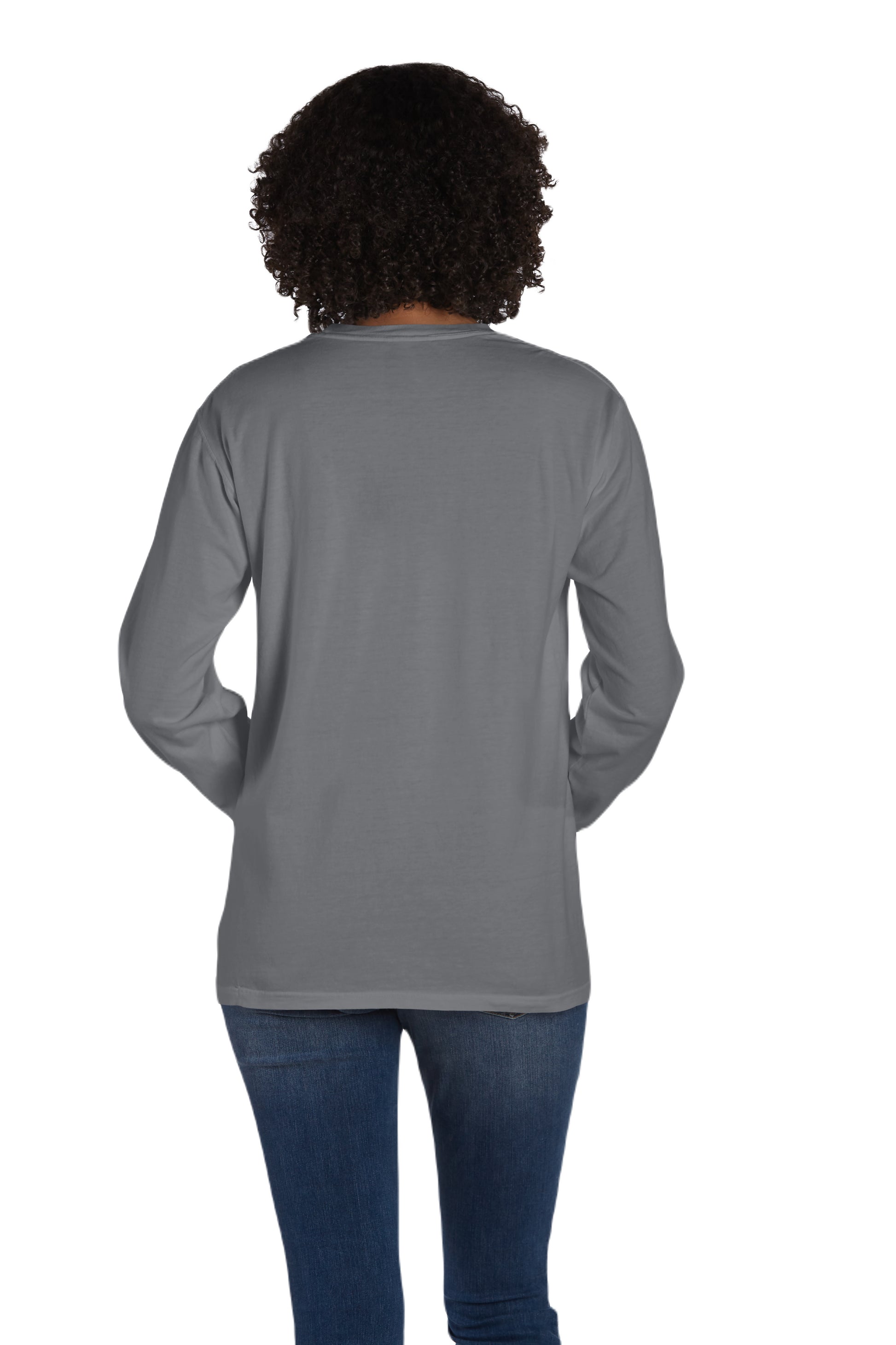 Unisex 100% Ringspun Cotton Garment-Dyed Long-Sleeve T-Shirt with Pocket - Concrete