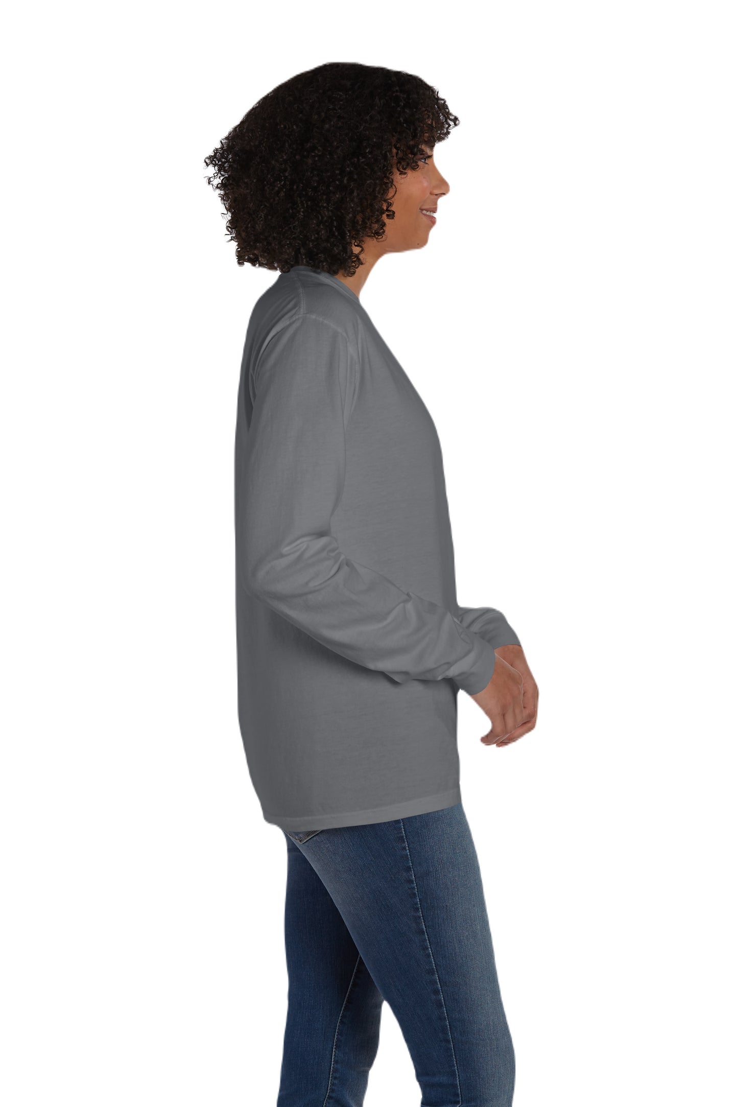 Unisex 100% Ringspun Cotton Garment-Dyed Long-Sleeve T-Shirt with Pocket - Concrete