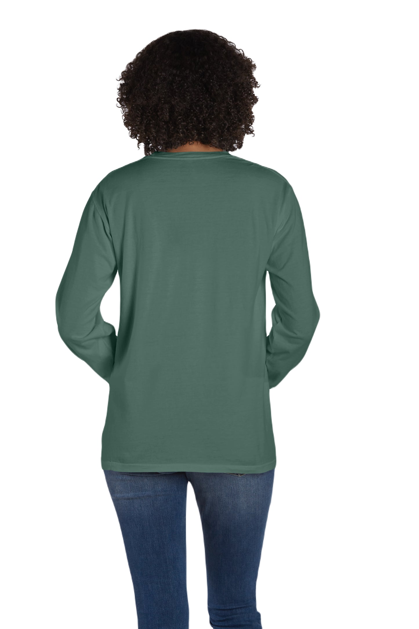 Unisex 100% Ringspun Cotton Garment-Dyed Long-Sleeve T-Shirt with Pocket - Cypress Green