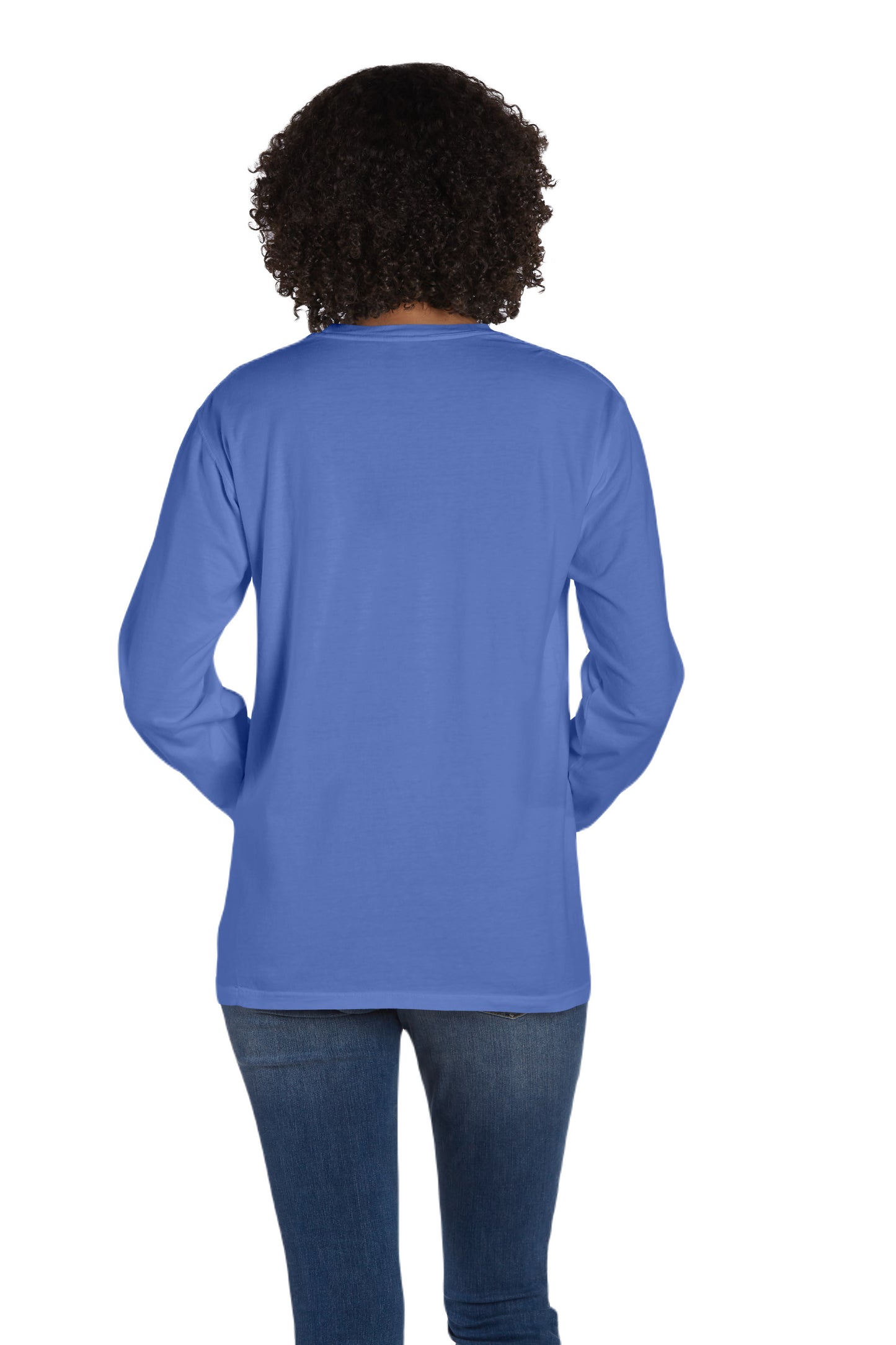 Unisex 100% Ringspun Cotton Garment-Dyed Long-Sleeve T-Shirt with Pocket - Deep Forte