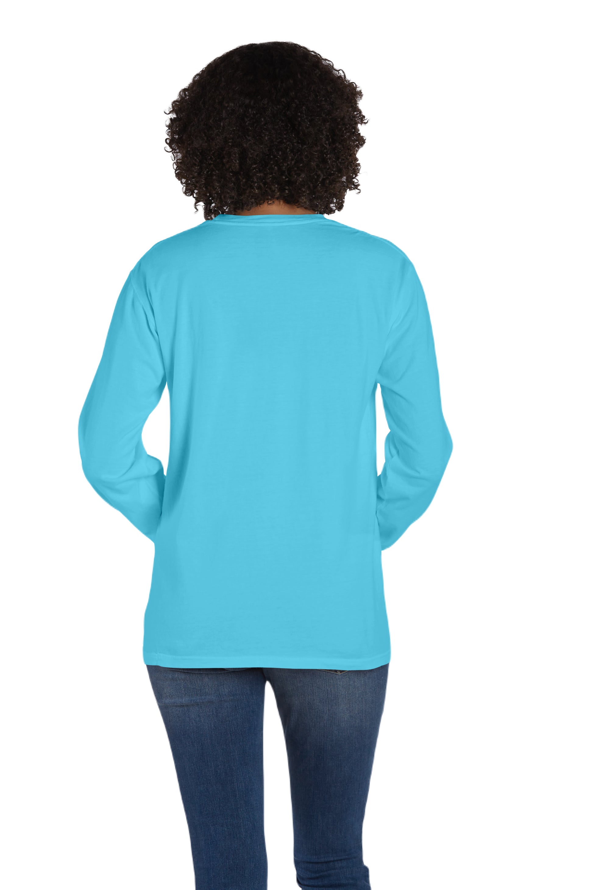 Unisex 100% Ringspun Cotton Garment-Dyed Long-Sleeve T-Shirt with Pocket - Freshwater