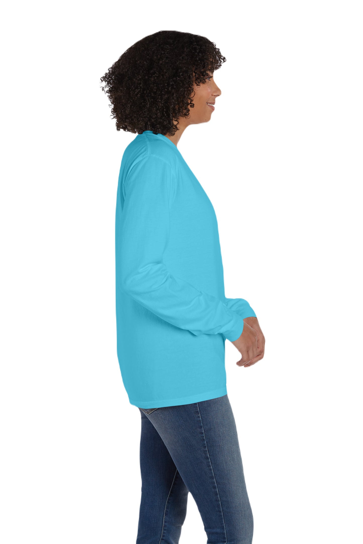 Unisex 100% Ringspun Cotton Garment-Dyed Long-Sleeve T-Shirt with Pocket - Freshwater