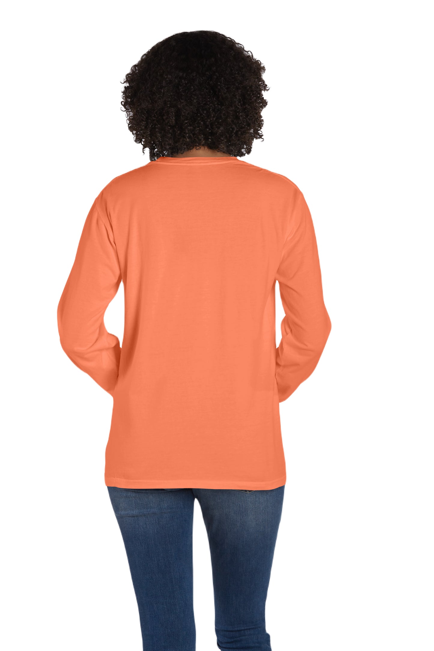 Unisex 100% Ringspun Cotton Garment-Dyed Long-Sleeve T-Shirt with Pocket - Horizon Orange