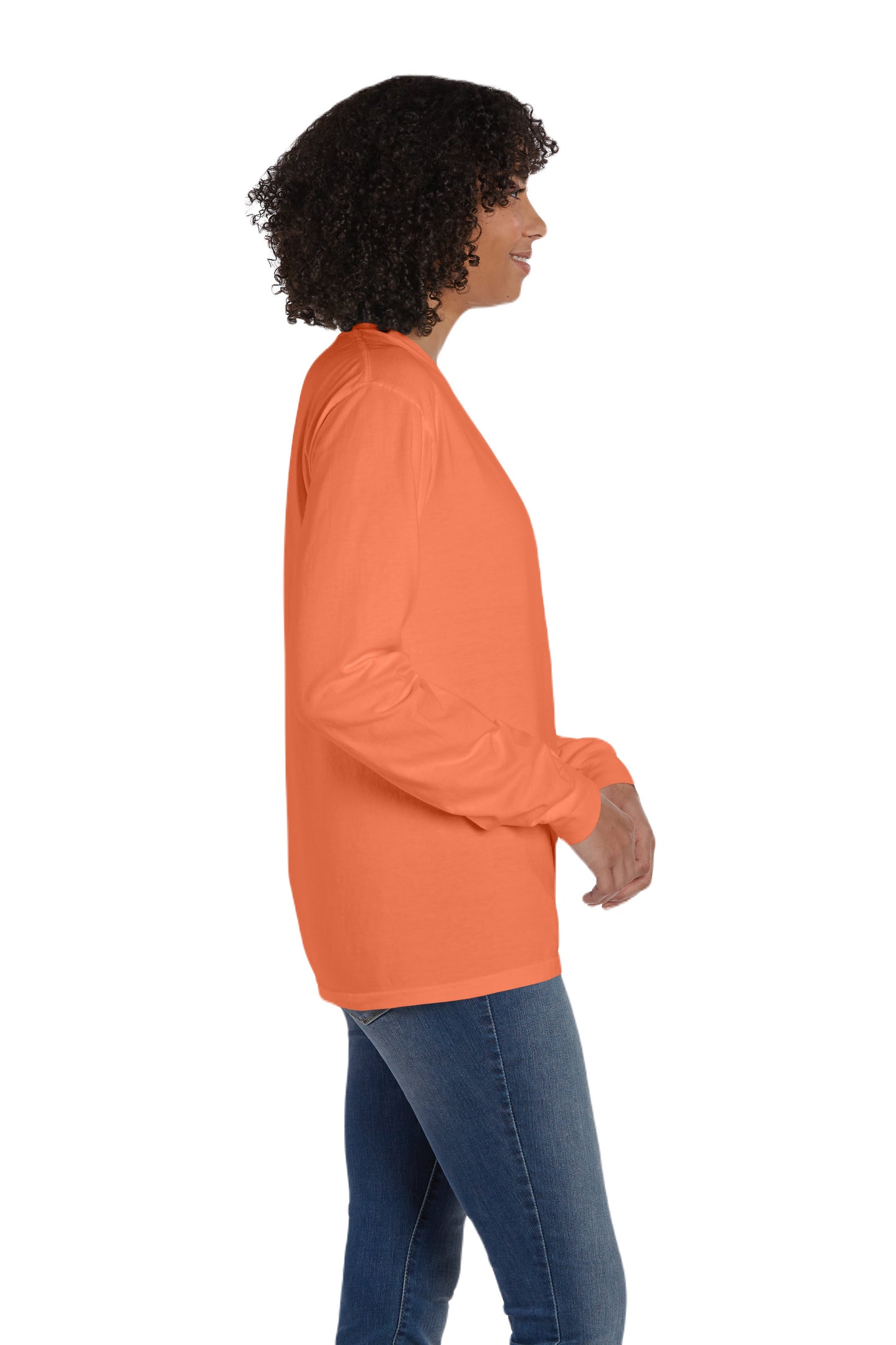 Unisex 100% Ringspun Cotton Garment-Dyed Long-Sleeve T-Shirt with Pocket - Horizon Orange