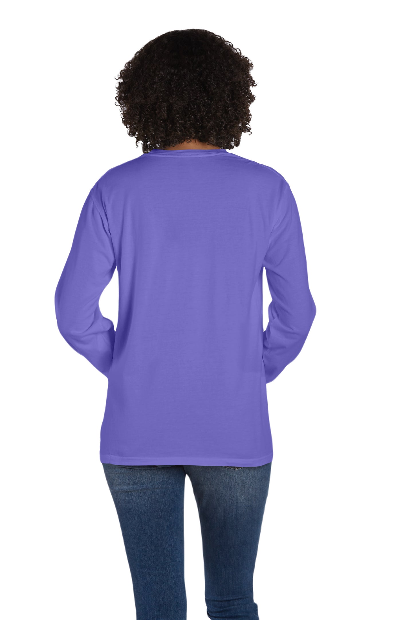 Unisex 100% Ringspun Cotton Garment-Dyed Long-Sleeve T-Shirt with Pocket - Lavender