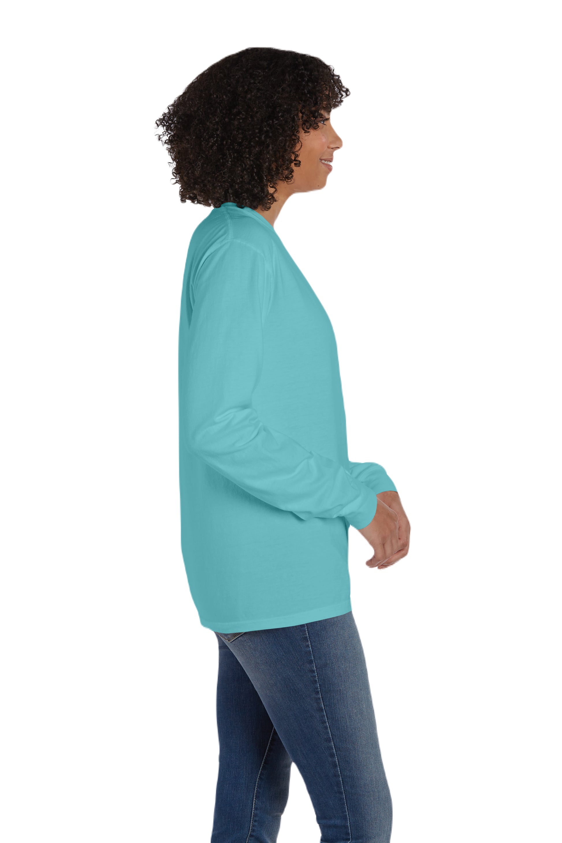 Unisex 100% Ringspun Cotton Garment-Dyed Long-Sleeve T-Shirt with Pocket - Mint