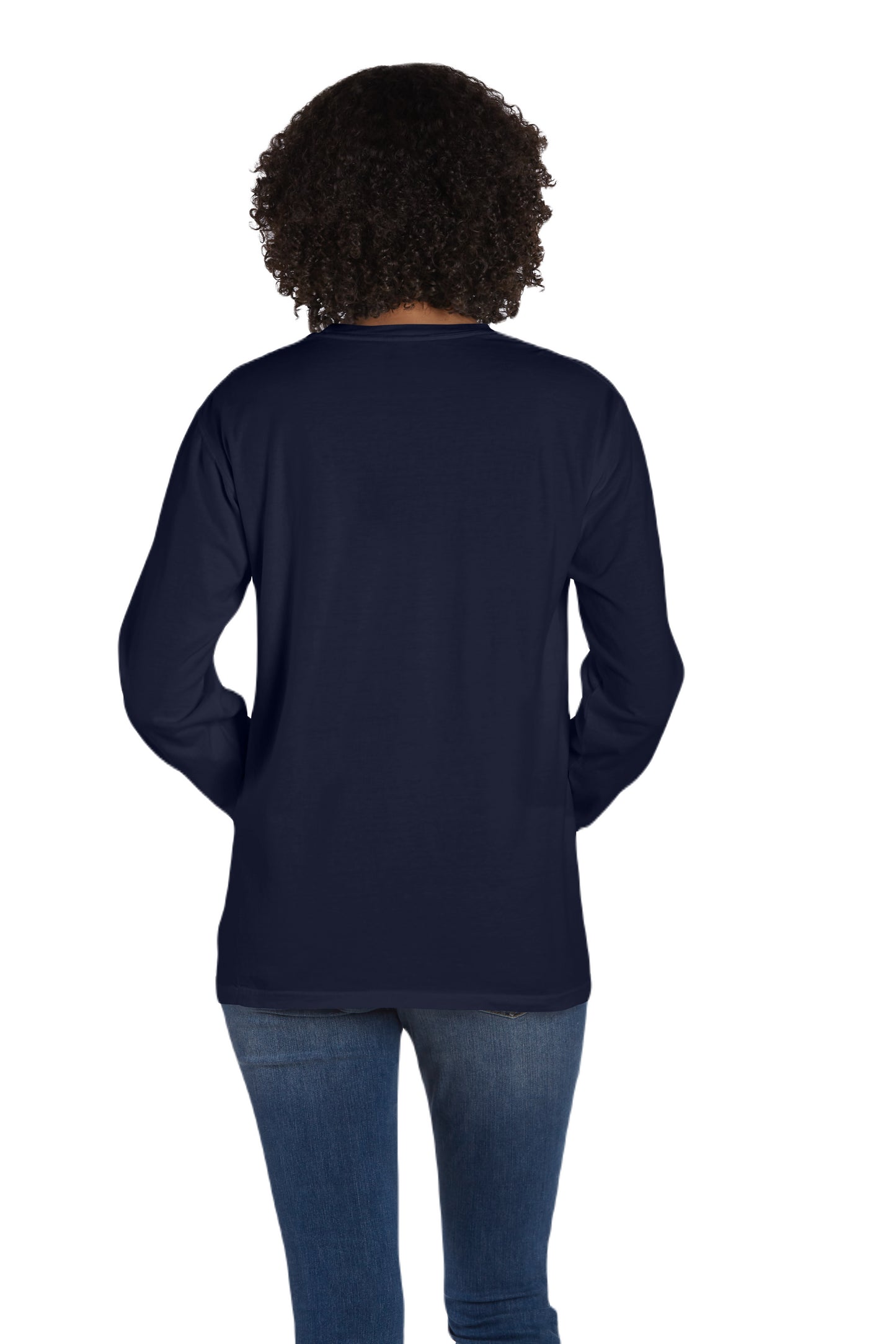 Unisex 100% Ringspun Cotton Garment-Dyed Long-Sleeve T-Shirt with Pocket - Navy
