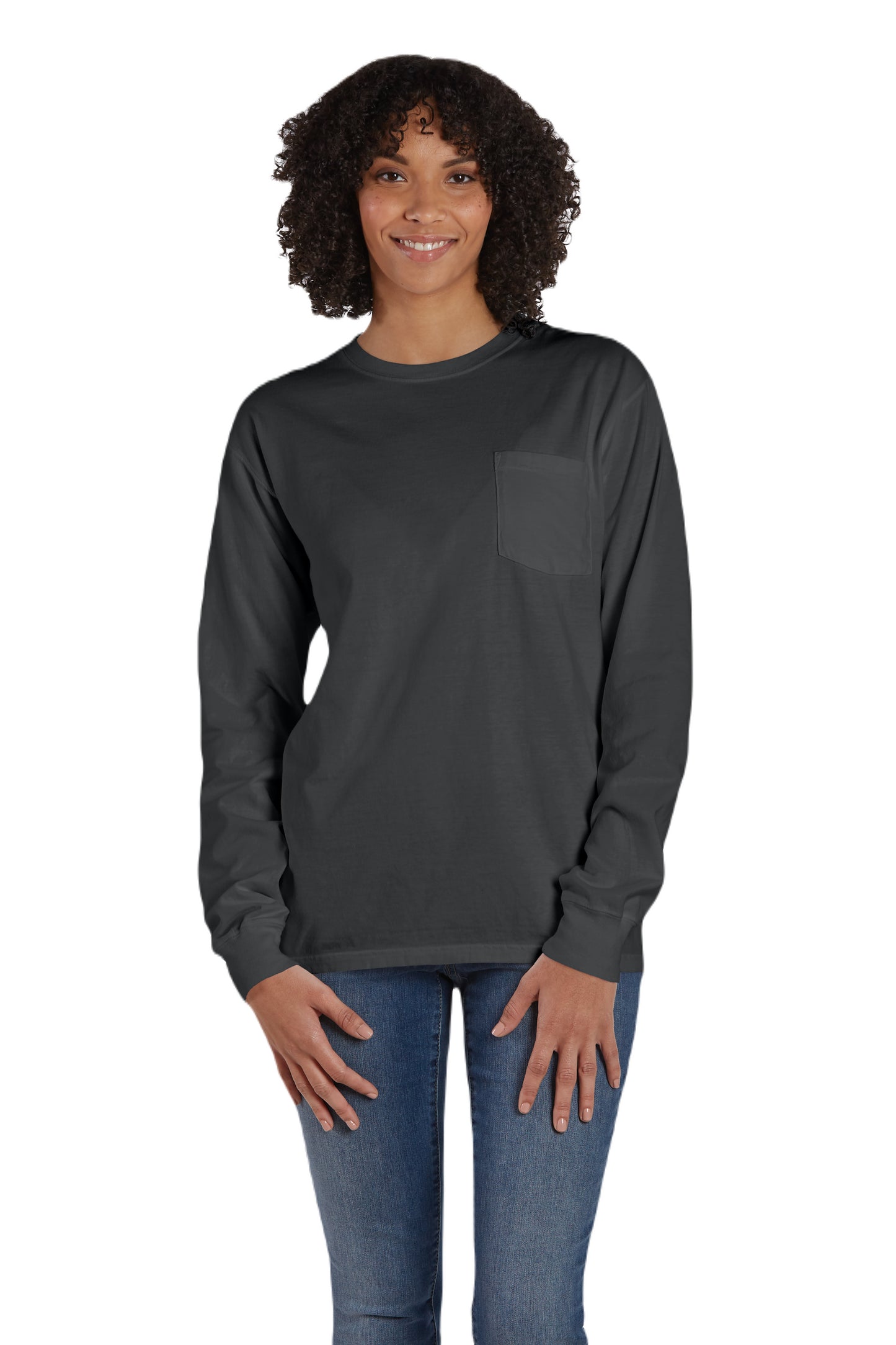 Unisex 100% Ringspun Cotton Garment-Dyed Long-Sleeve T-Shirt with Pocket - New Railroad