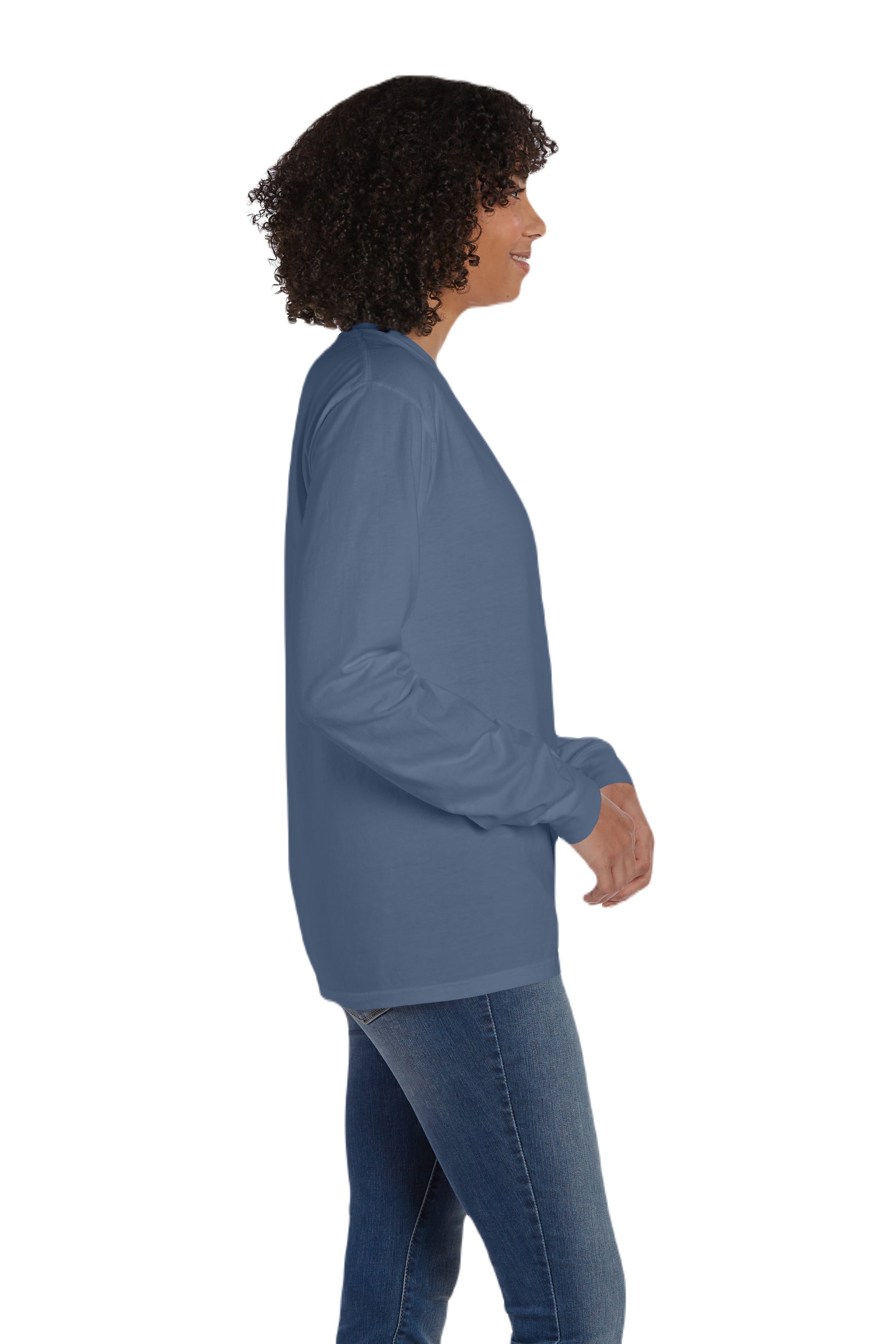 Unisex 100% Ringspun Cotton Garment-Dyed Long-Sleeve T-Shirt with Pocket - Saltwater