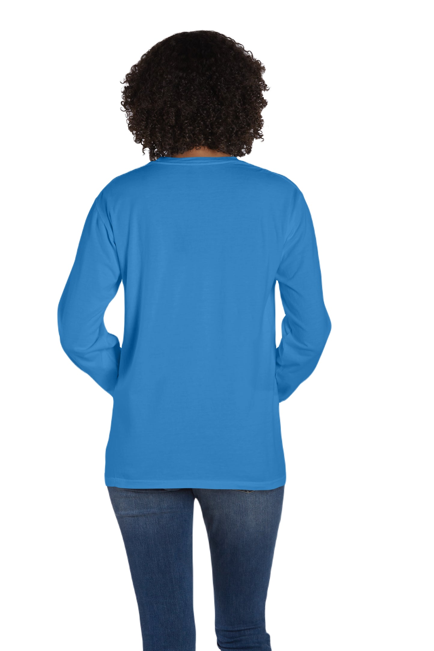 Unisex 100% Ringspun Cotton Garment-Dyed Long-Sleeve T-Shirt with Pocket - Summer Sky