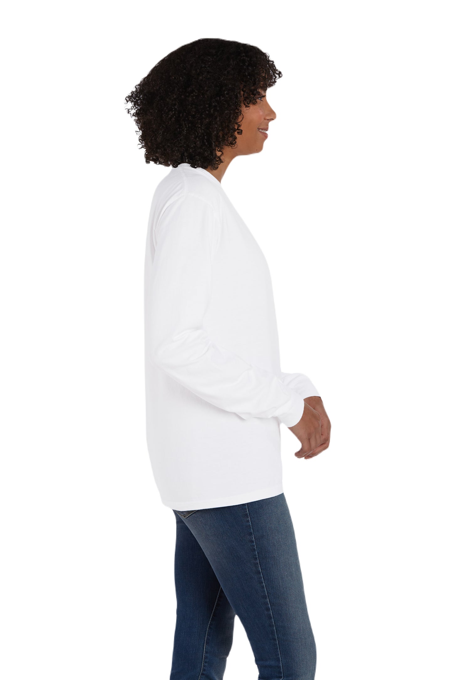 Unisex 100% Ringspun Cotton Garment-Dyed Long-Sleeve T-Shirt with Pocket - White
