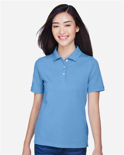 Harriton M265W Light College Blue — on model front