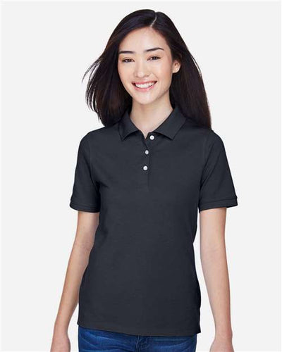 Harriton M265W Navy — on model front