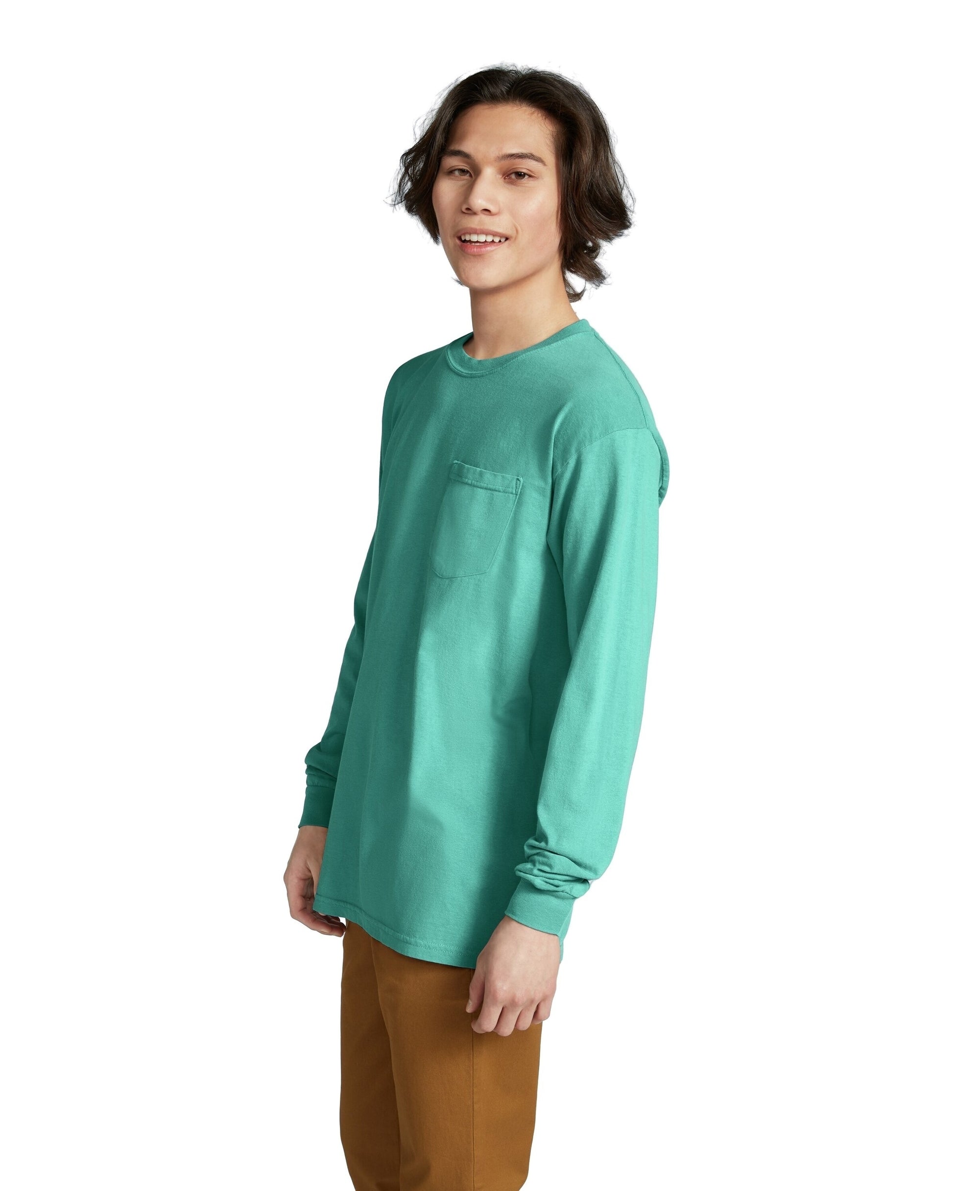 Unisex Heavyweight RS Long-Sleeve Pocket T-Shirt - Seafoam