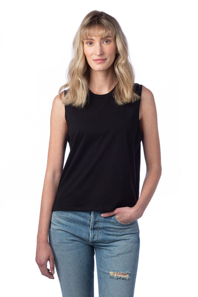 Women's Cotton Jersey Go-To Crop Muscle Tank - Black