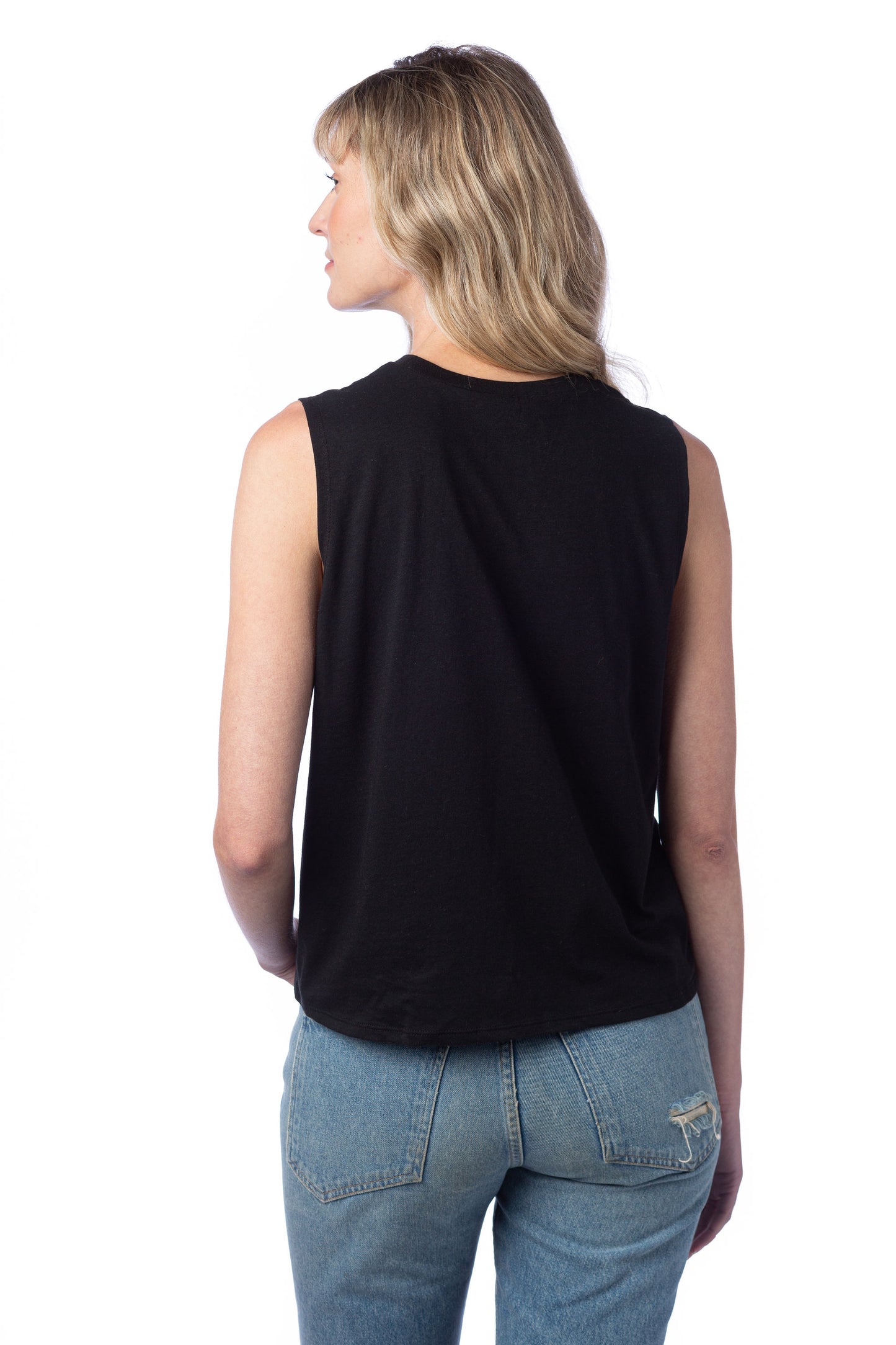 Women's Cotton Jersey Go-To Crop Muscle Tank - Black