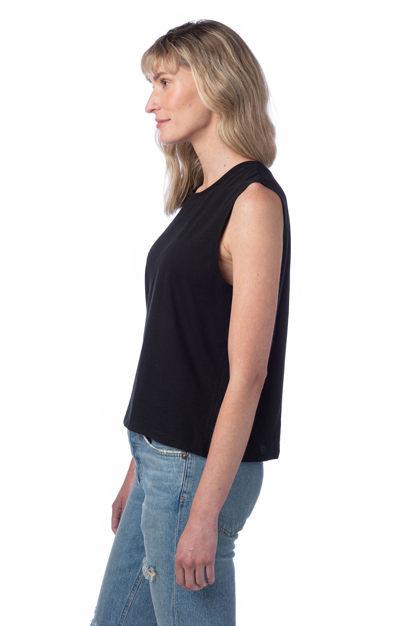 Women's Cotton Jersey Go-To Crop Muscle Tank - Black