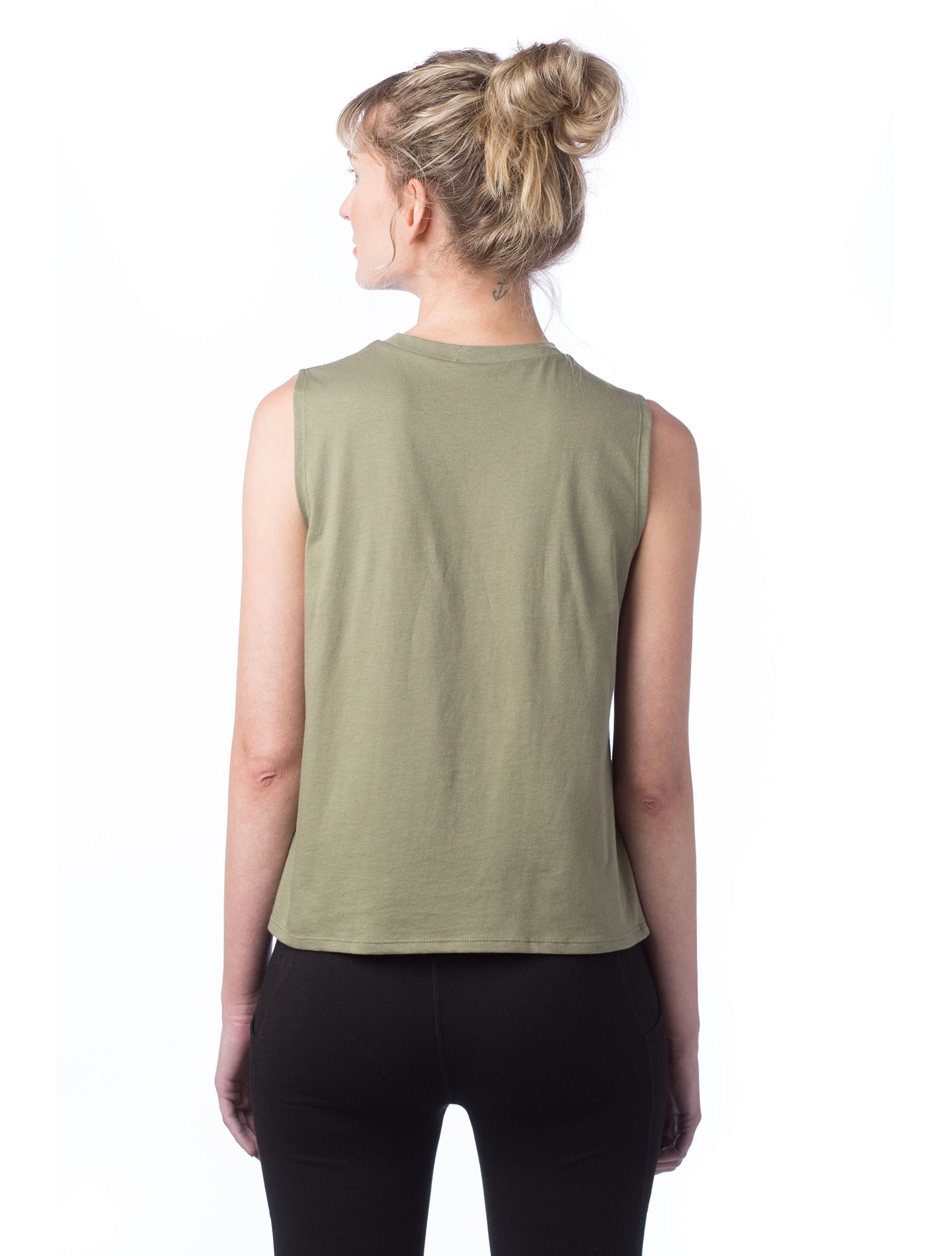 Women's Cotton Jersey Go-To Crop Muscle Tank - Military