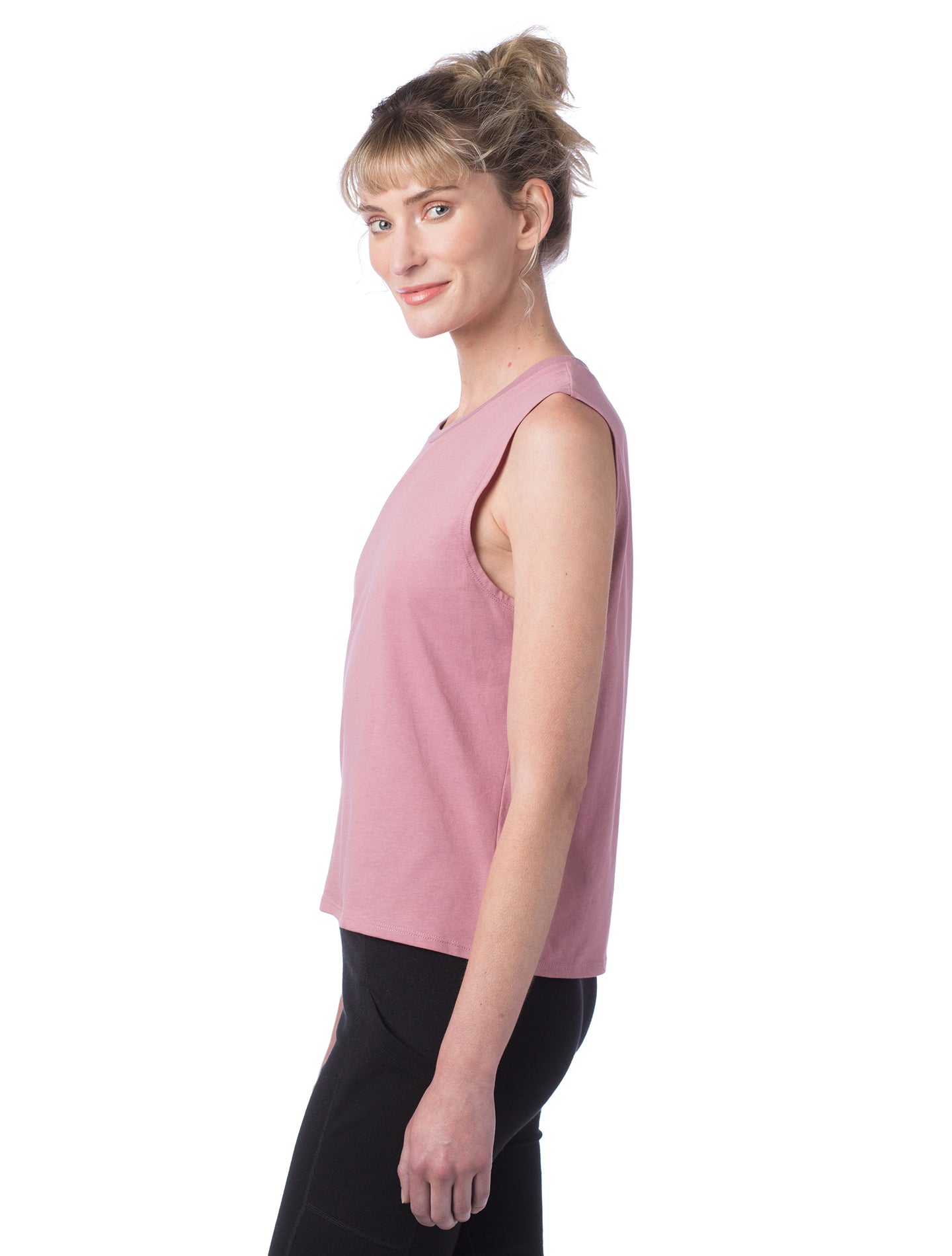 Women's Cotton Jersey Go-To Crop Muscle Tank - Whiskey Rose