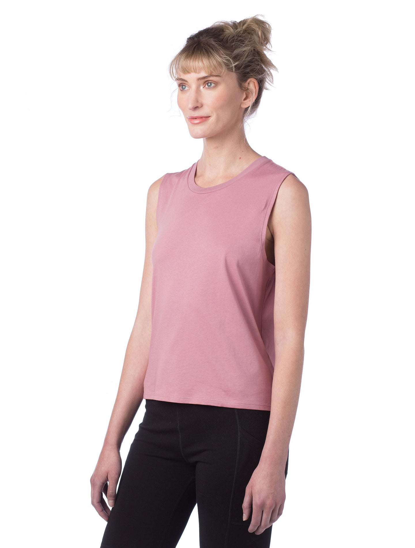 Women's Cotton Jersey Go-To Crop Muscle Tank - Whiskey Rose