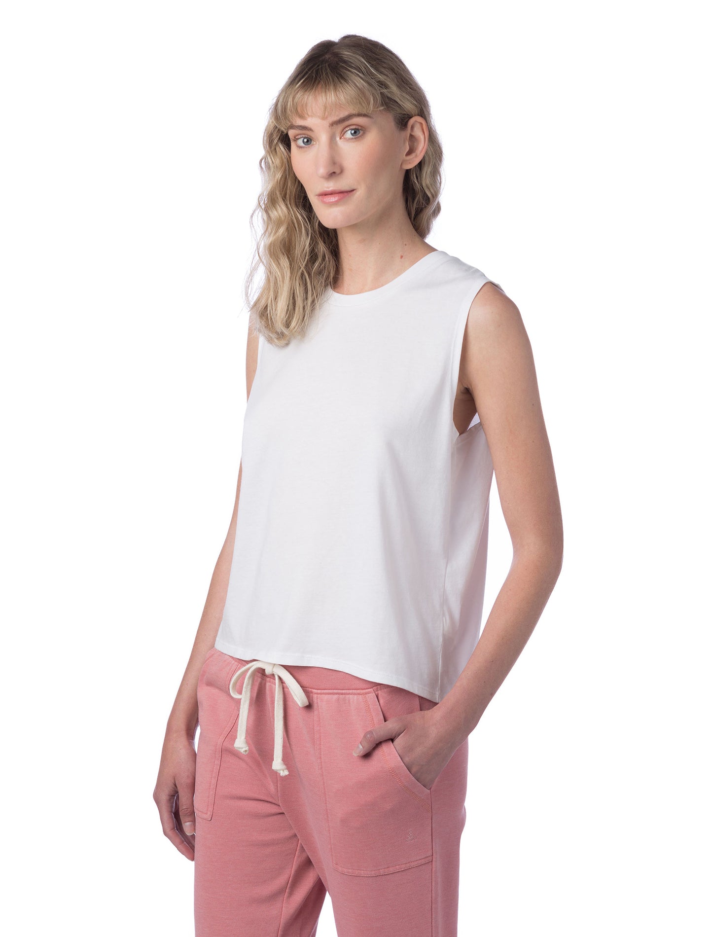 Women's Cotton Jersey Go-To Crop Muscle Tank - White
