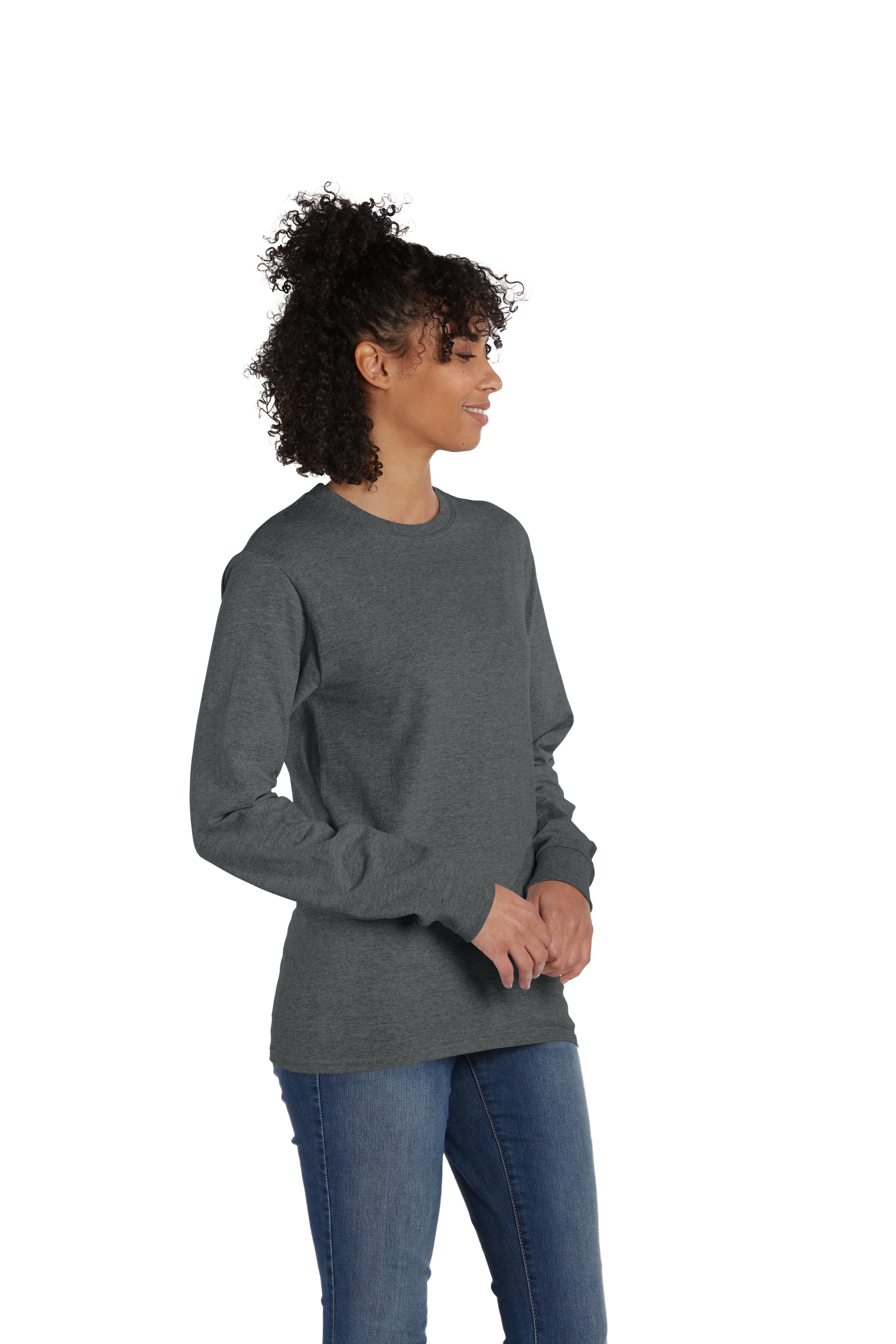 Essential-T Long Sleeve Tee - Charcoal Heather