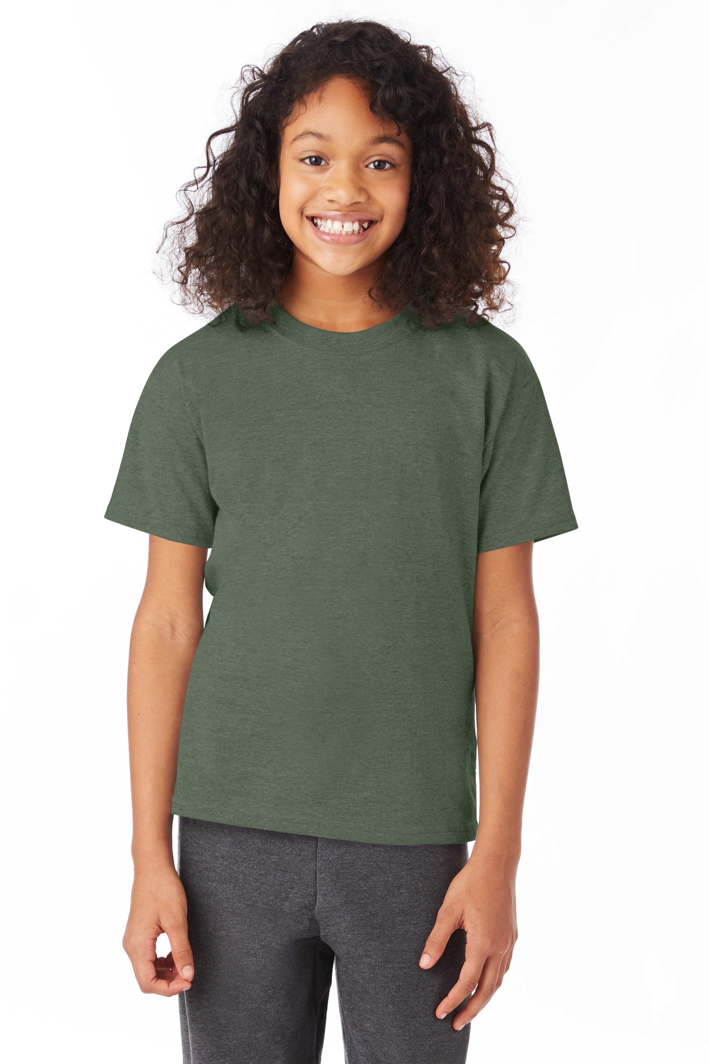Youth 50/50 Ecosmart® Short Sleeve Tee - Heather Green