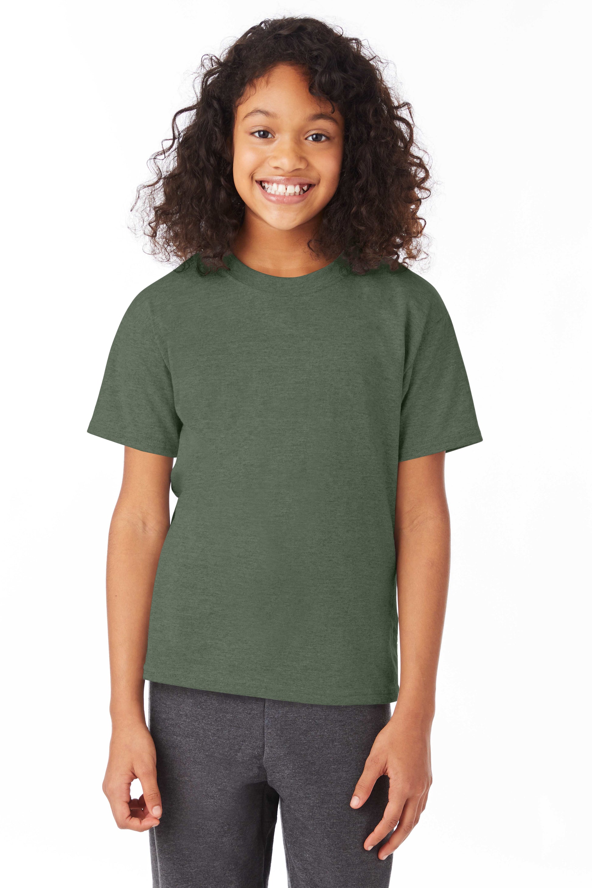 Youth 50/50 Ecosmart® Short Sleeve Tee - Heather Green
