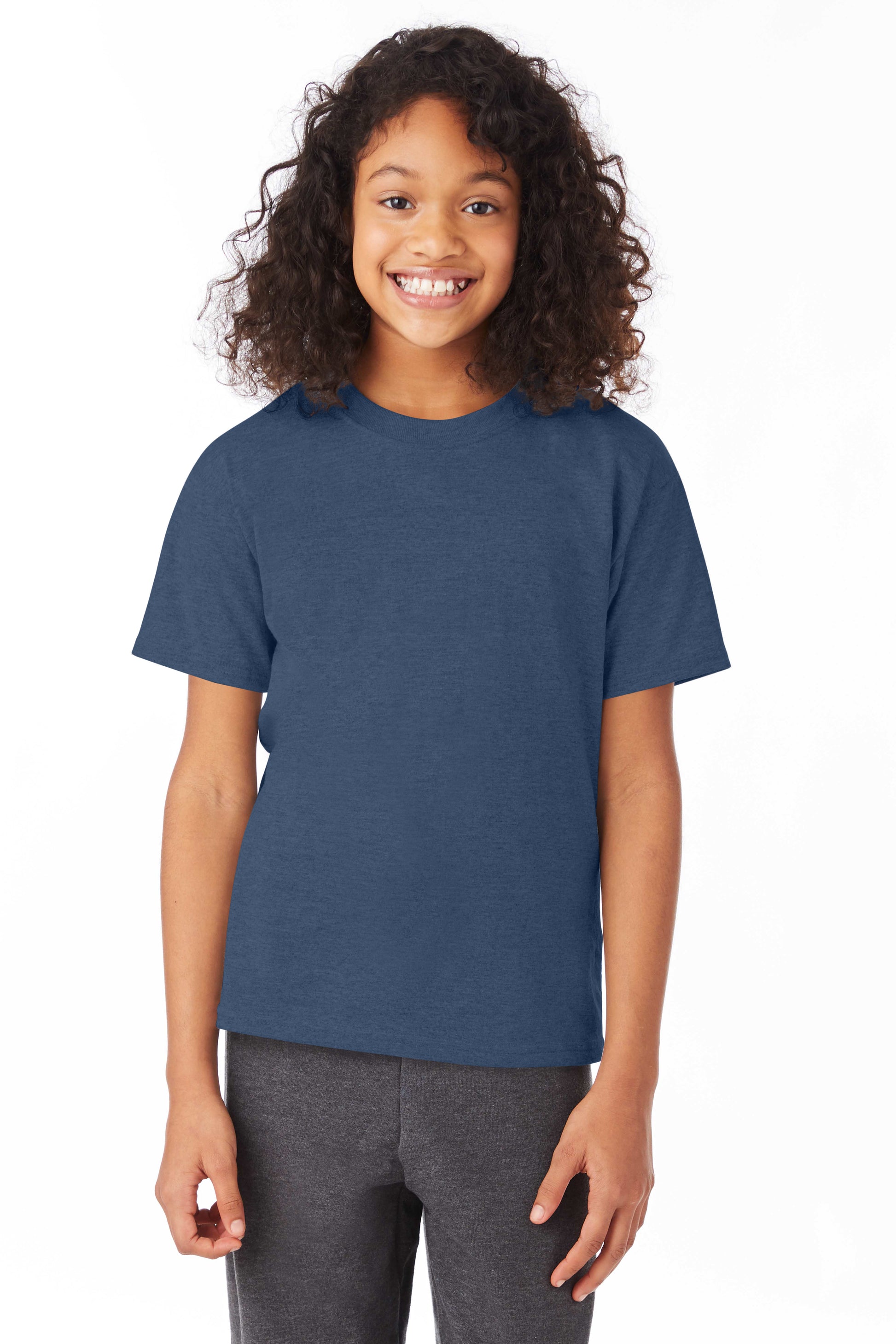 Youth 50/50 Ecosmart® Short Sleeve Tee - Heather Navy