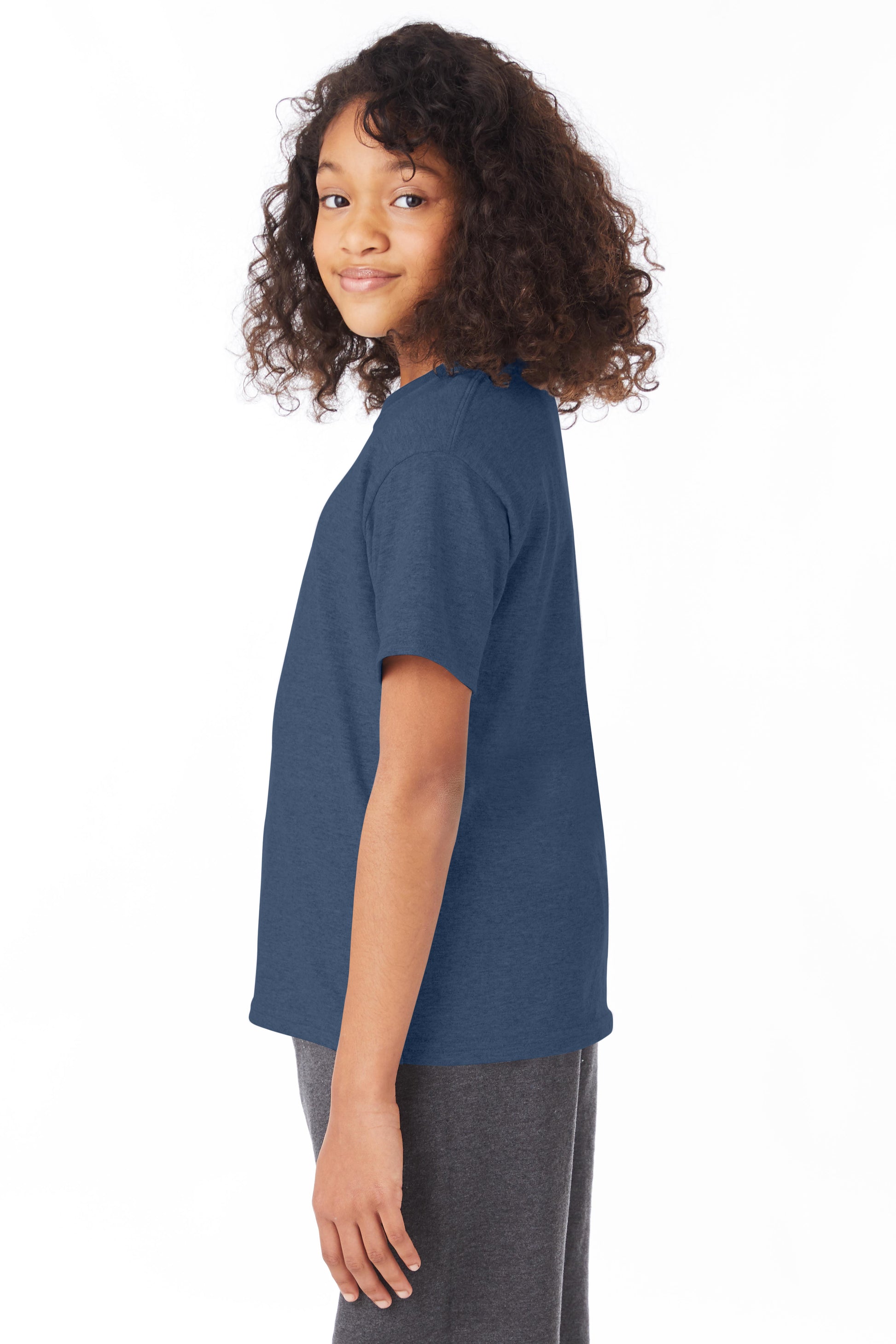 Youth 50/50 Ecosmart® Short Sleeve Tee - Heather Navy