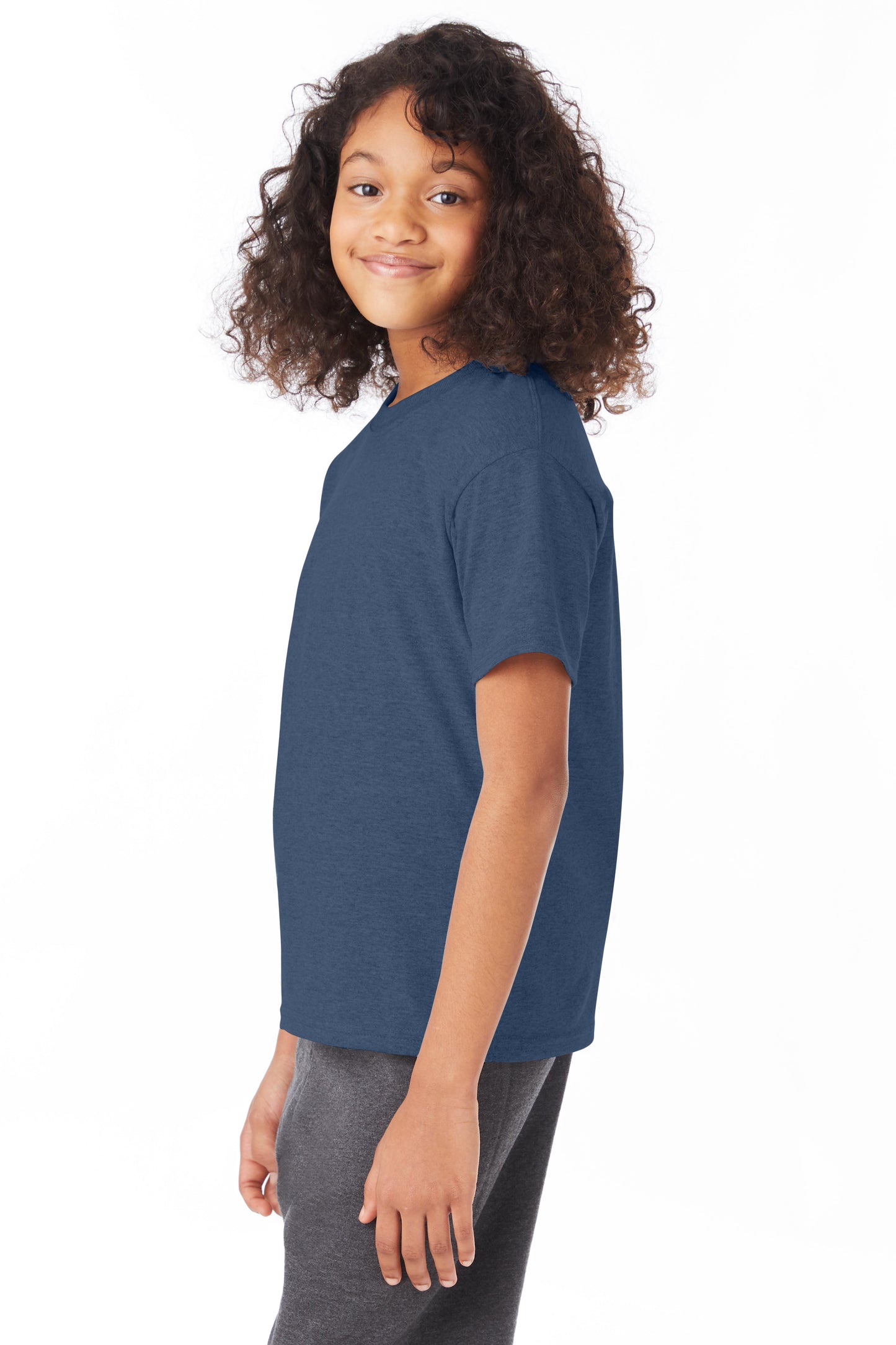 Youth 50/50 Ecosmart® Short Sleeve Tee - Heather Navy