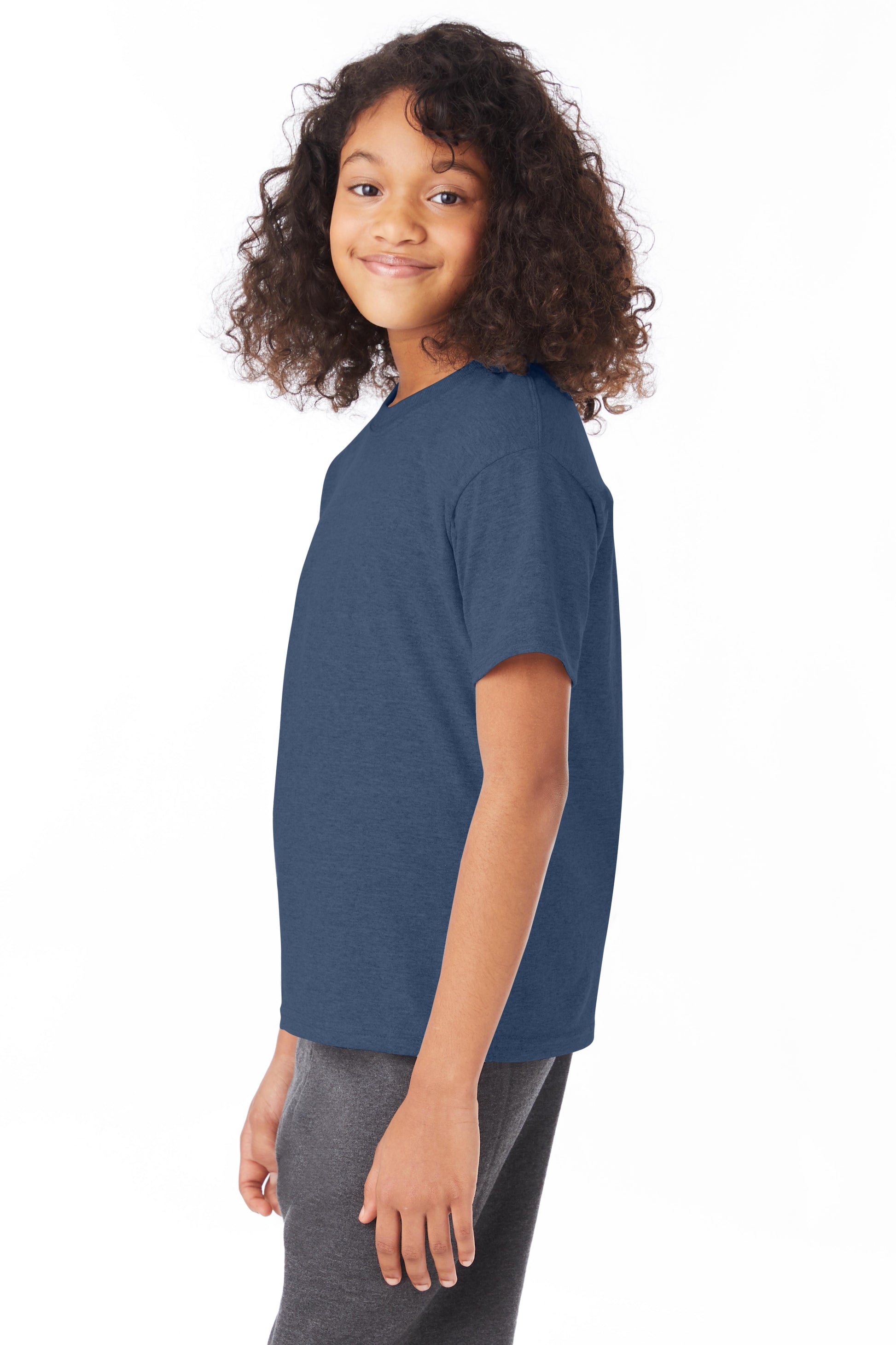 Youth 50/50 Ecosmart® Short Sleeve Tee - Heather Navy