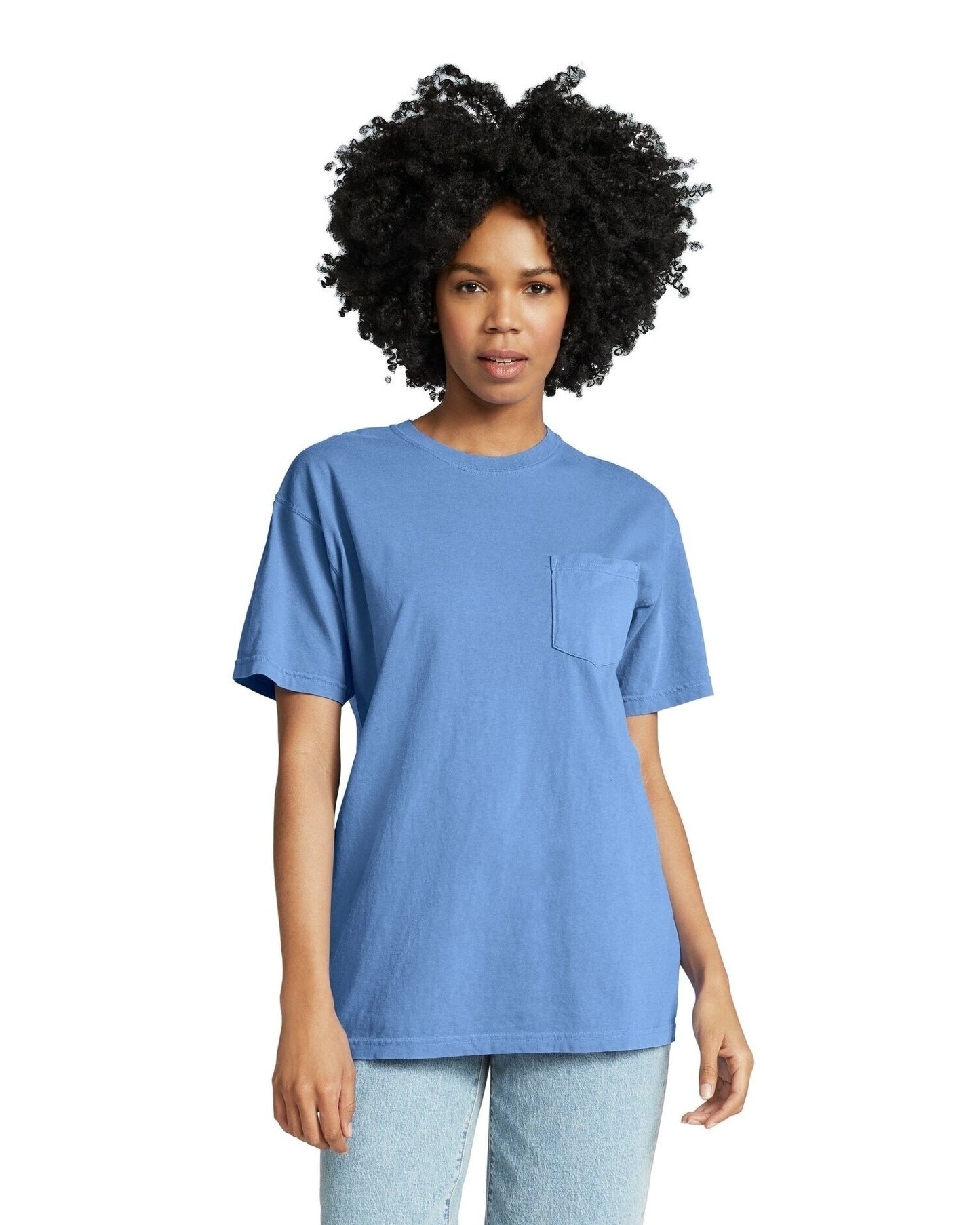 Unisex Heavyweight RS Pocket T-Shirt - Flo Blue
