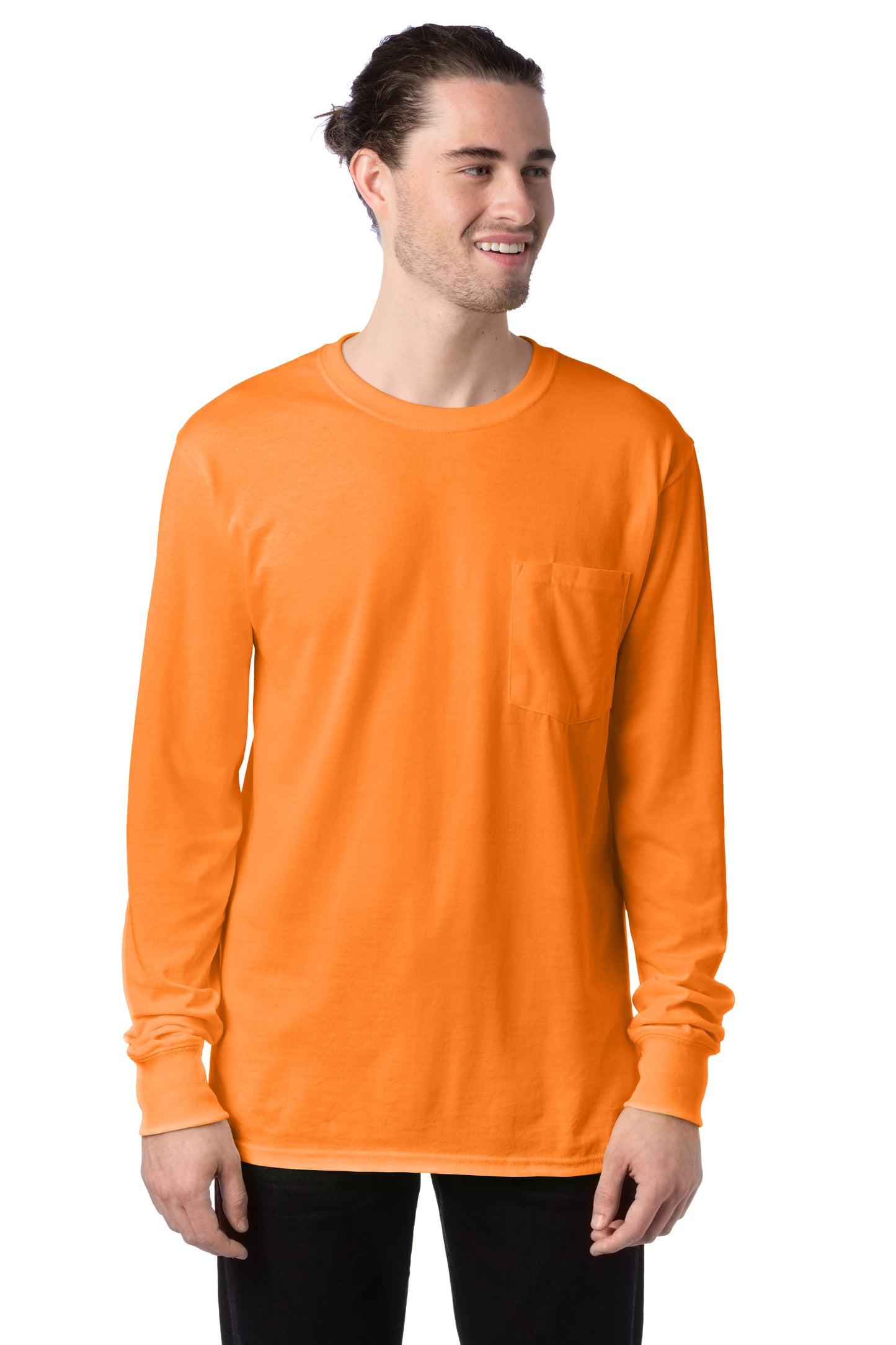 Workwear Long Sleeve Pocket Tee - Safety Orange