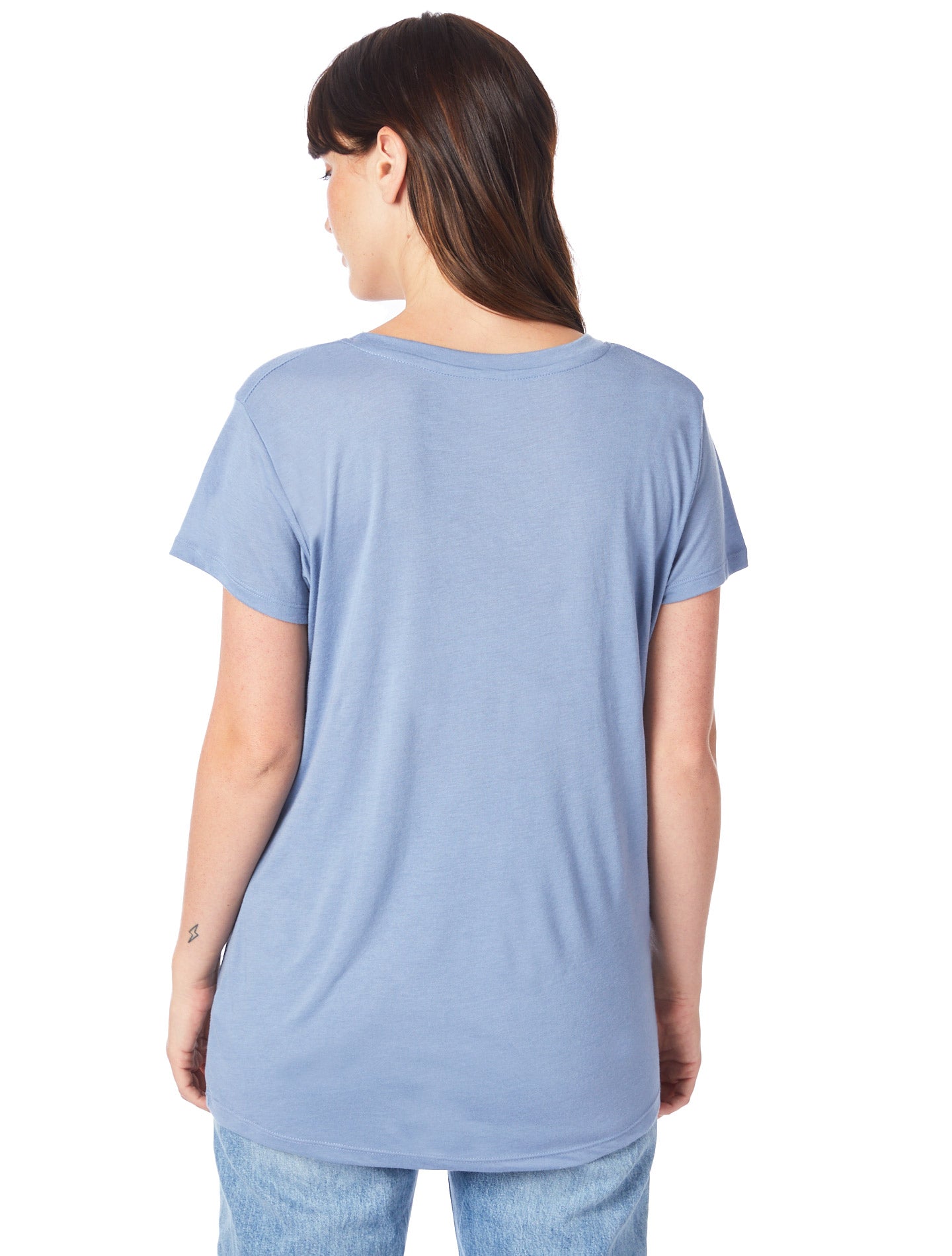Women's Slinky-Jersey V-Neck T-Shirt - Stonewash Blue