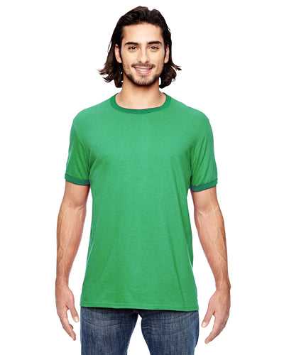 Unisex Lightweight Ringer T-Shirt - Heather Green / Kelly Green